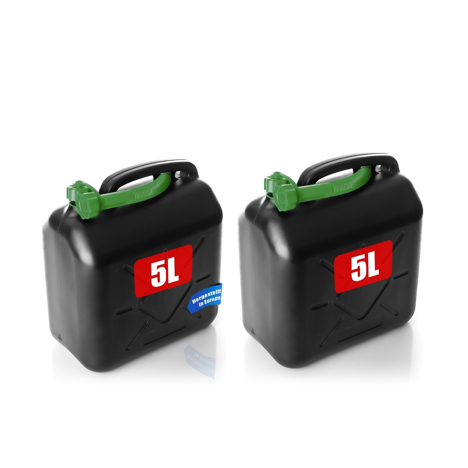 BigDean Benzinkanister 5L mit flexiblem Ausgießer - Kanister für Benzin, Diesel & AdBlue (Set, 2 St., Kanister + Ausgiesrohr), UN-Zulassung, Höchste Sicherheitsanforderung, Sicherheitsverschluss