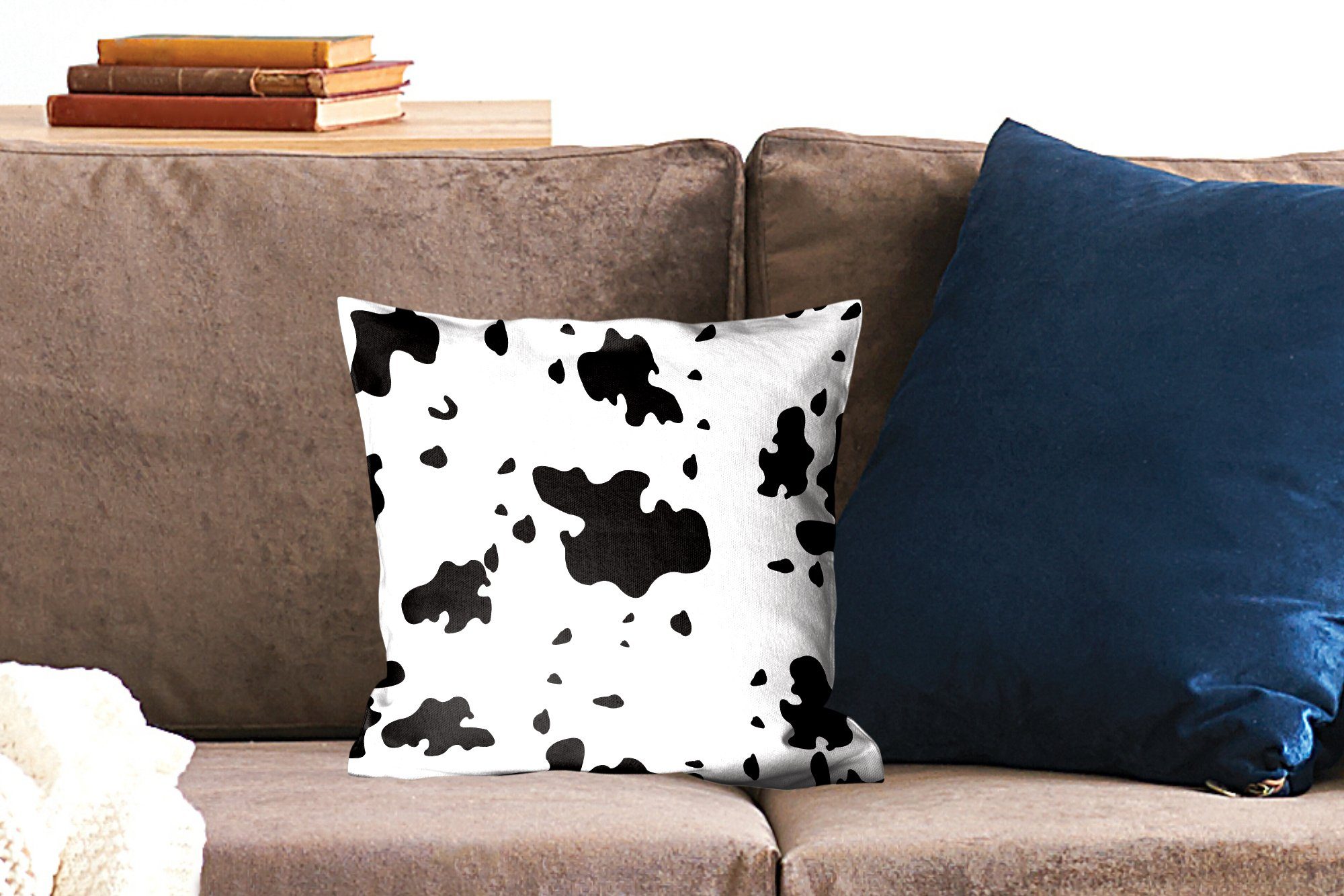 eines Kuh-Musters, Illustration Eine Füllung MuchoWow Zierkissen mit für Dekokissen Sofakissen Schlafzimmer, Wohzimmer, Deko,