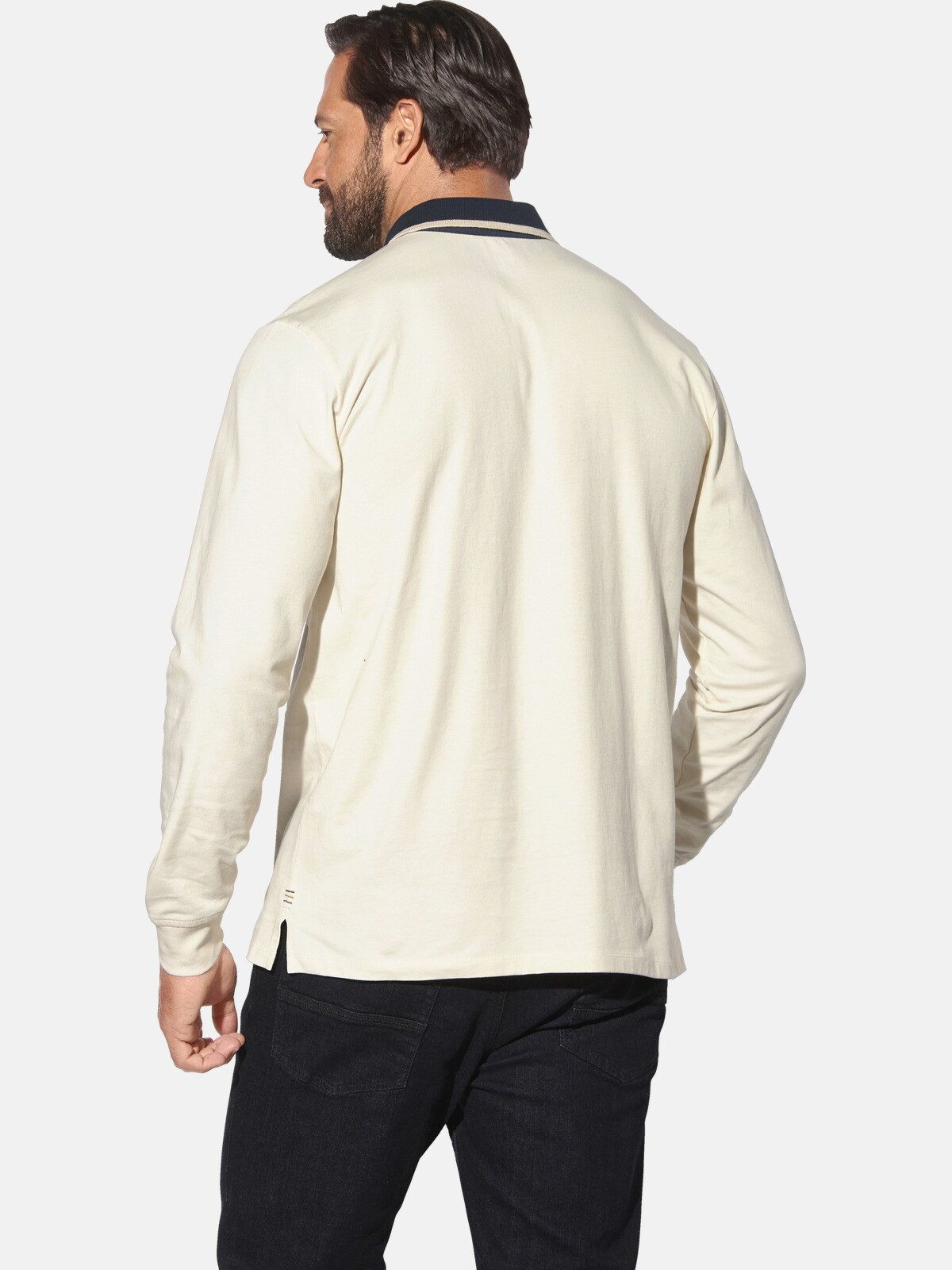 Jan Vanderstorm Langarm-Poloshirt OLSLAND mit großem Brust-Print