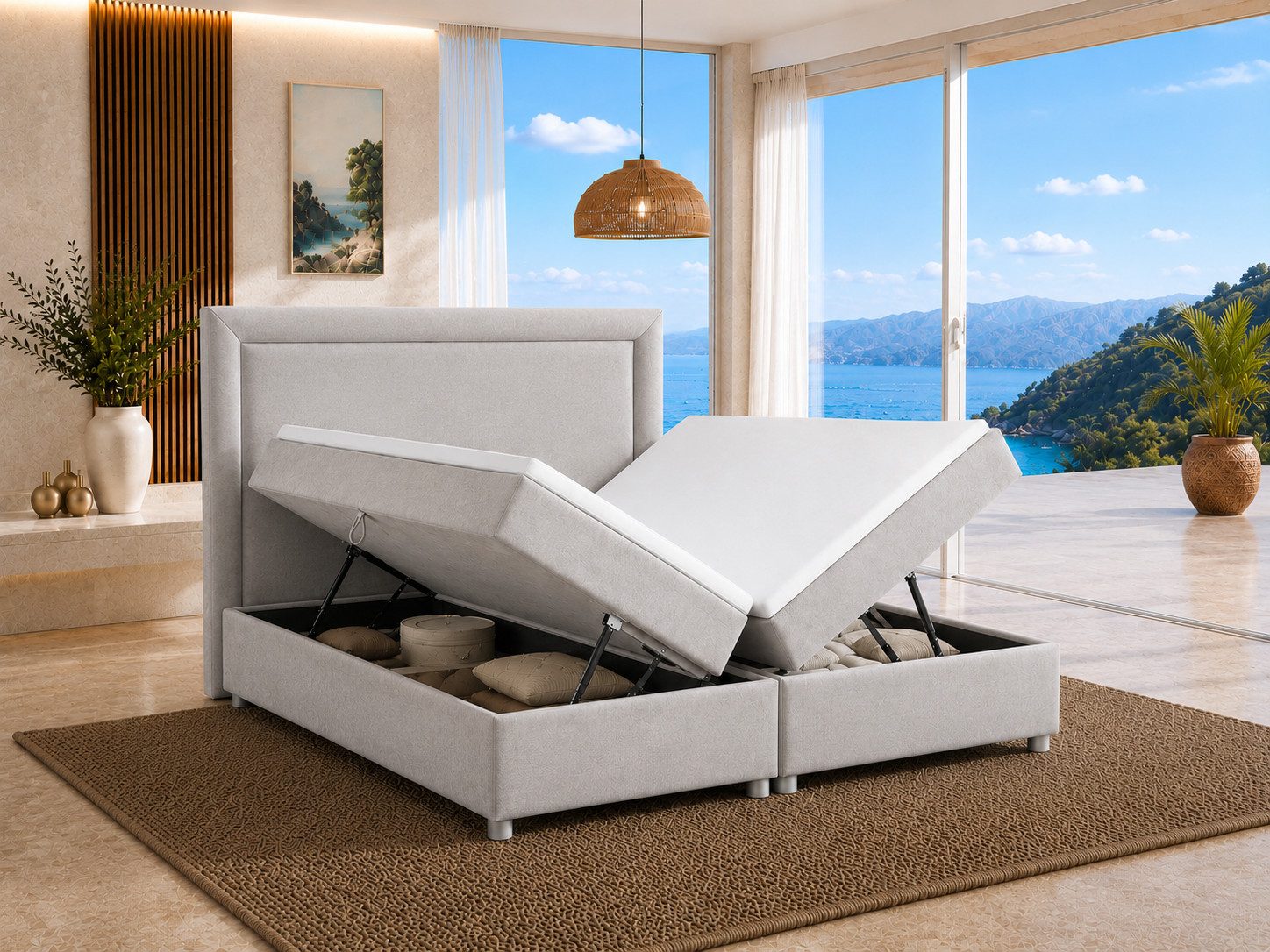 Best for Home Boxspringbett Trinity K3 mit zwei Bettkasten & Komfort Topper H3 (Polsterbett Doppelbett Boxbett mit gepolstertes Kopfteil, versch. Größen, 140x20 – Bild 3 von 5