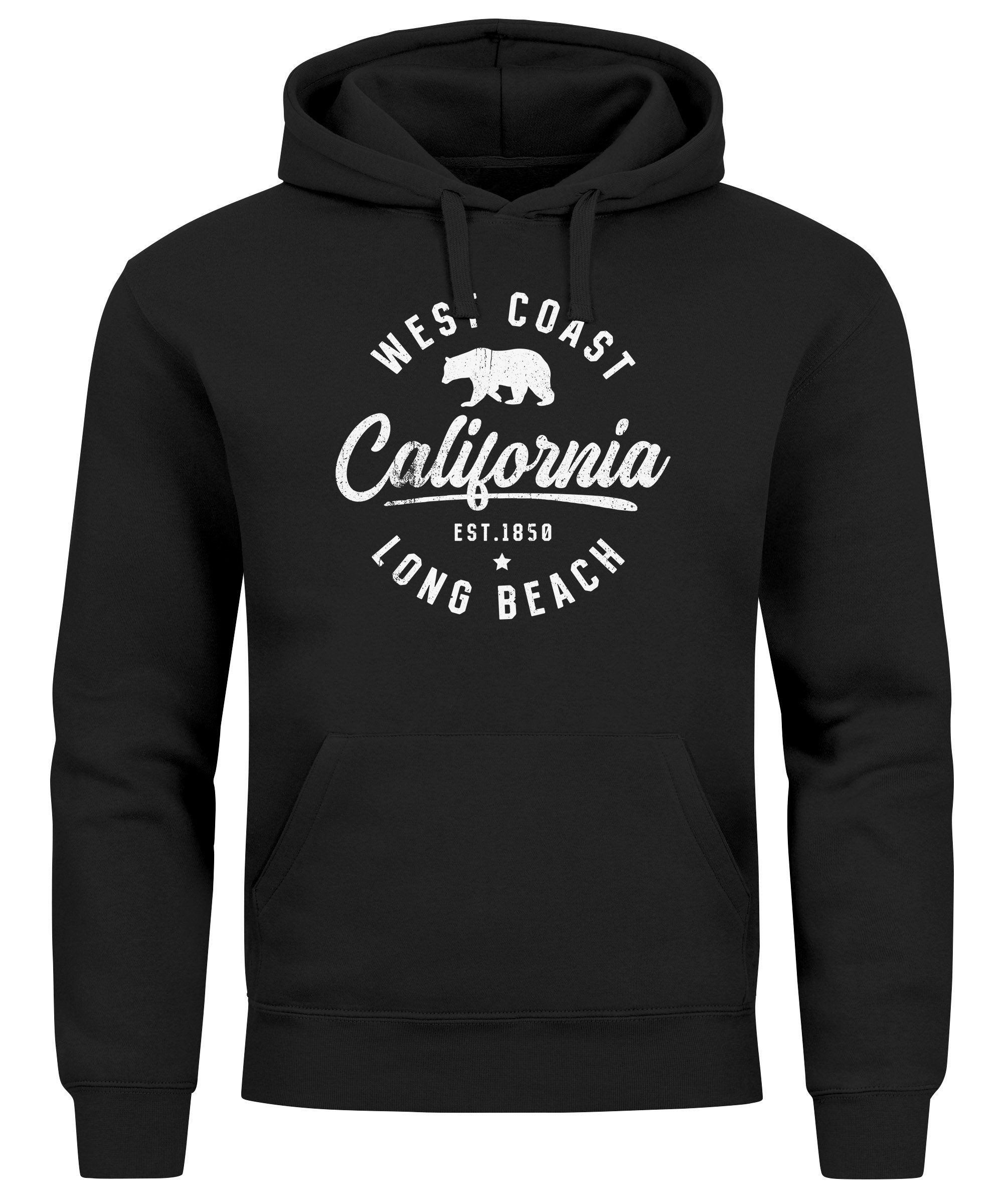 Hoodie Hoodie Herren Print California Aufdruck Bär Long Beach