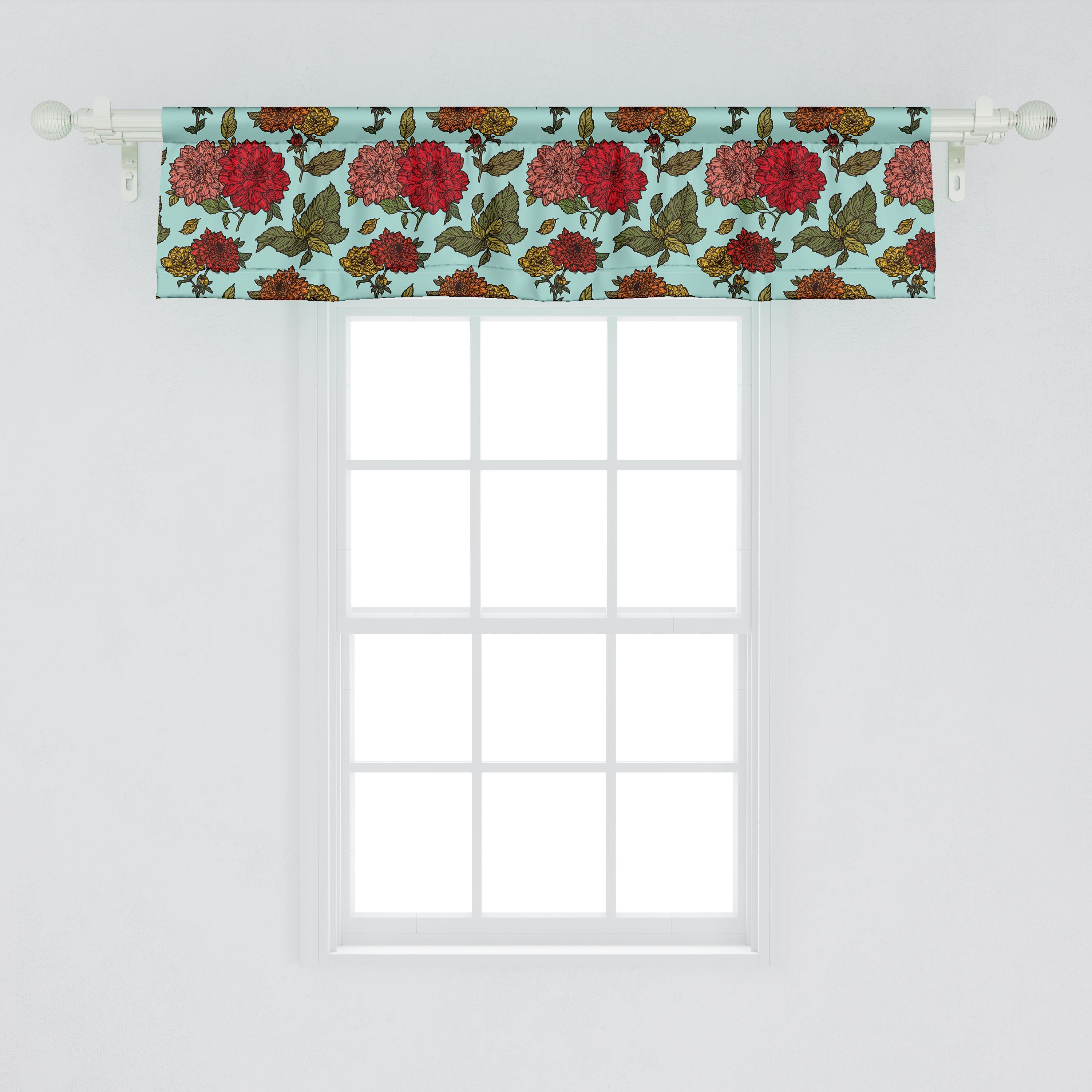 Große Vorhang Detaillierte Stangentasche, mit Abakuhaus, Schlafzimmer Microfaser, Blumen für Dekor Blumen-Szene Küche Volant Scheibengardine