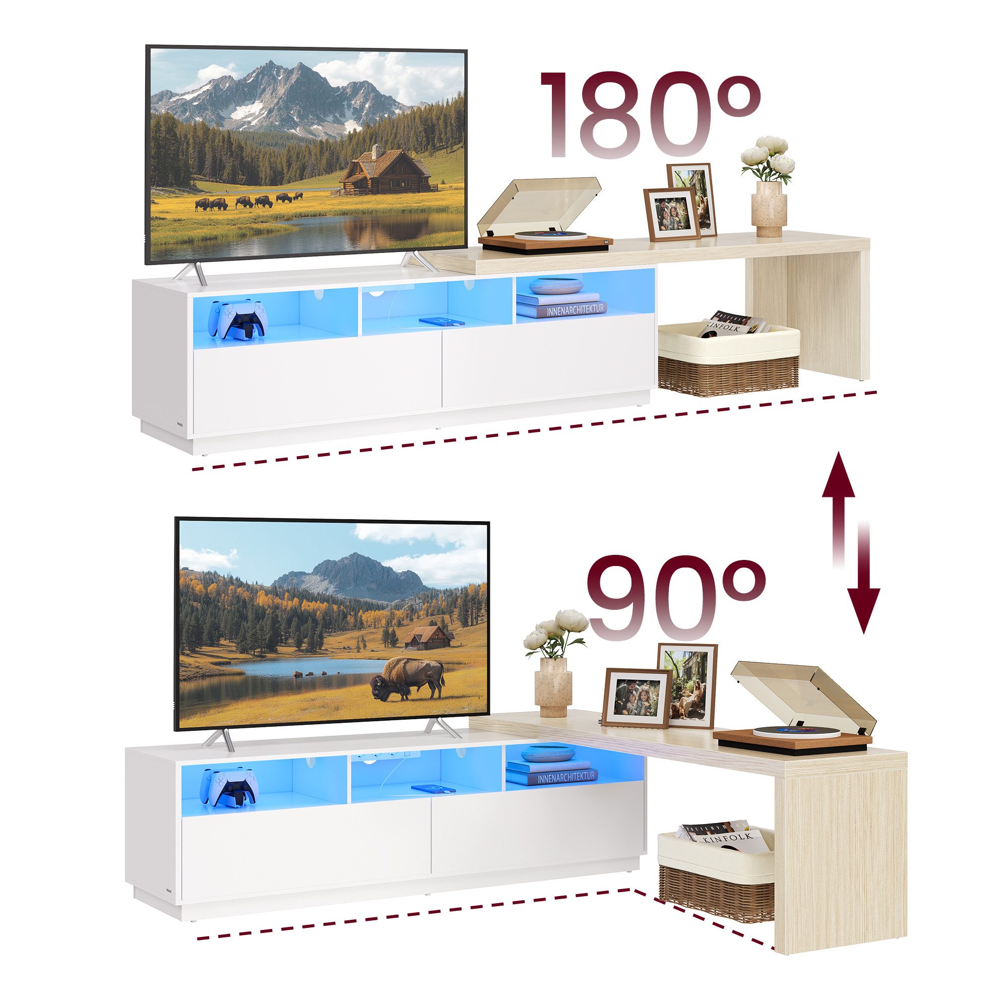 VASAGLE Lowboard, verstellbare Länge 162-270 cm, günstig online kaufen