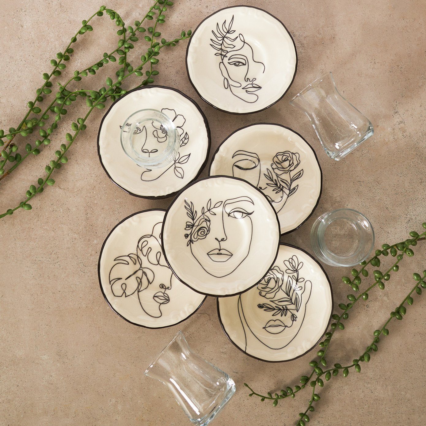 Karaca Teeservice Face Teeset für 6 Personen