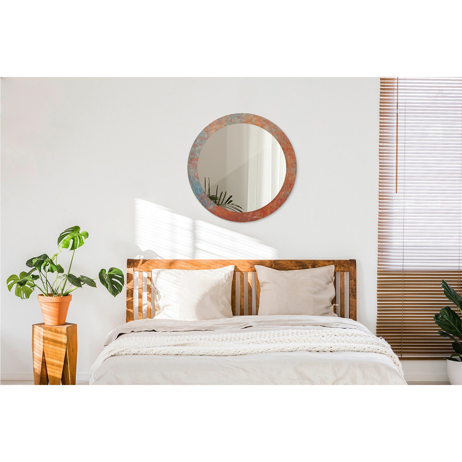Tulup Dekospiegel mit Aufdruck Badezimmerspiegel Wandspiegel Rundspiegel Rund: Ø70 cm, Wohnzimmer Spiegel
