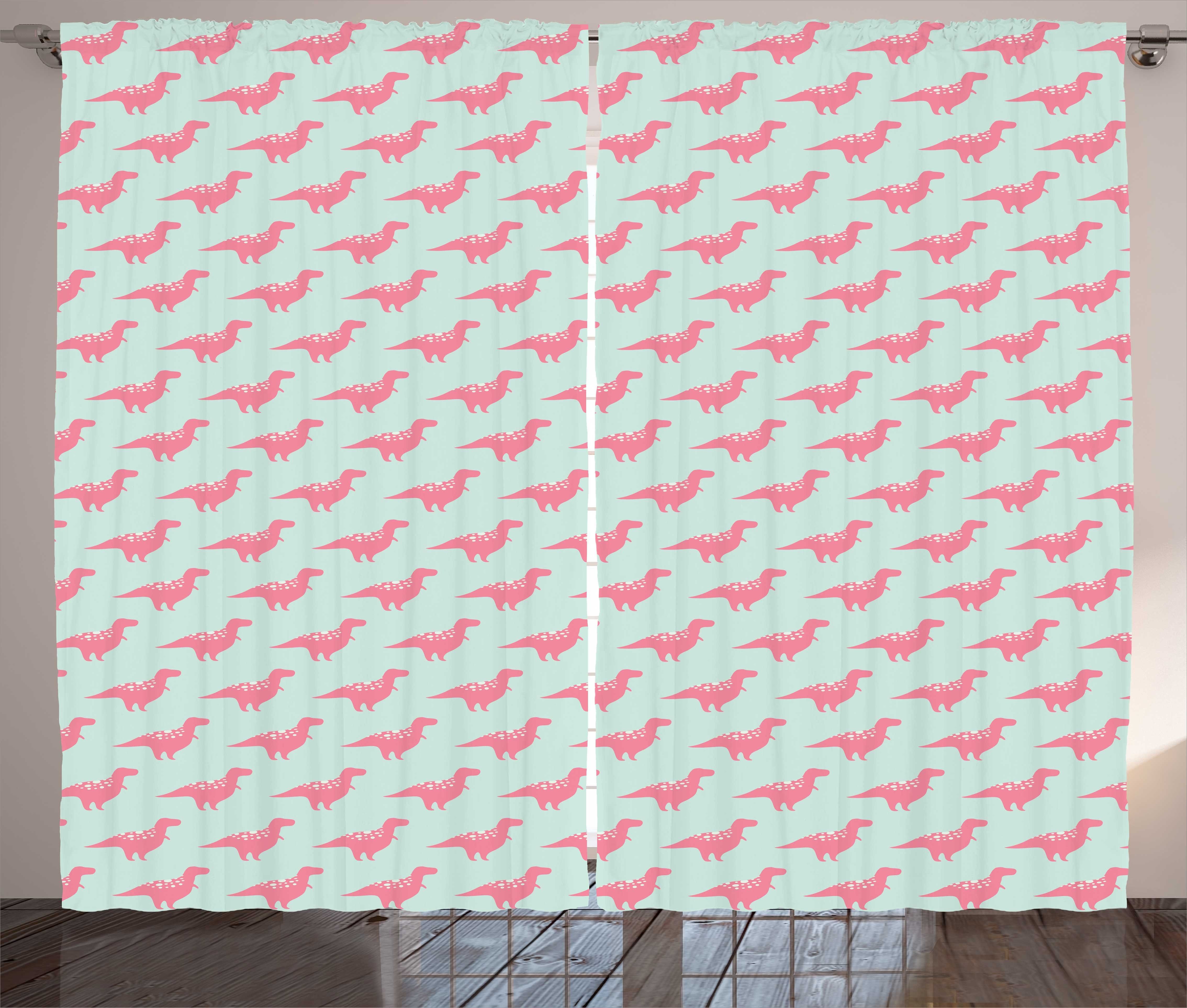 Gardine Schlafzimmer Kräuselband Vorhang mit Schlaufen und Haken, Abakuhaus, Dinosaurier Childish Trex Muster