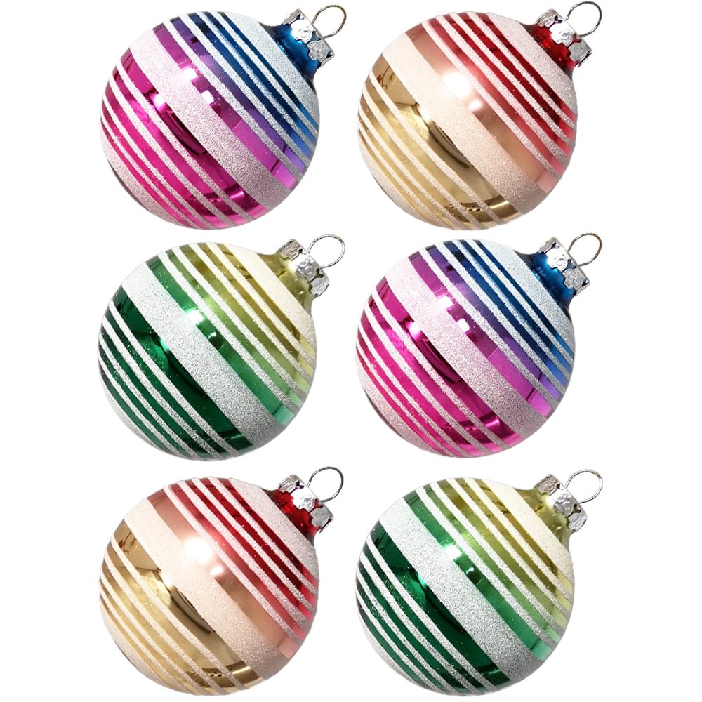 Thüringer Glasdesign Weihnachtsbaumkugel Weihnachtskugel-Set Ø 8cm Ringe (6 St), handbemalt