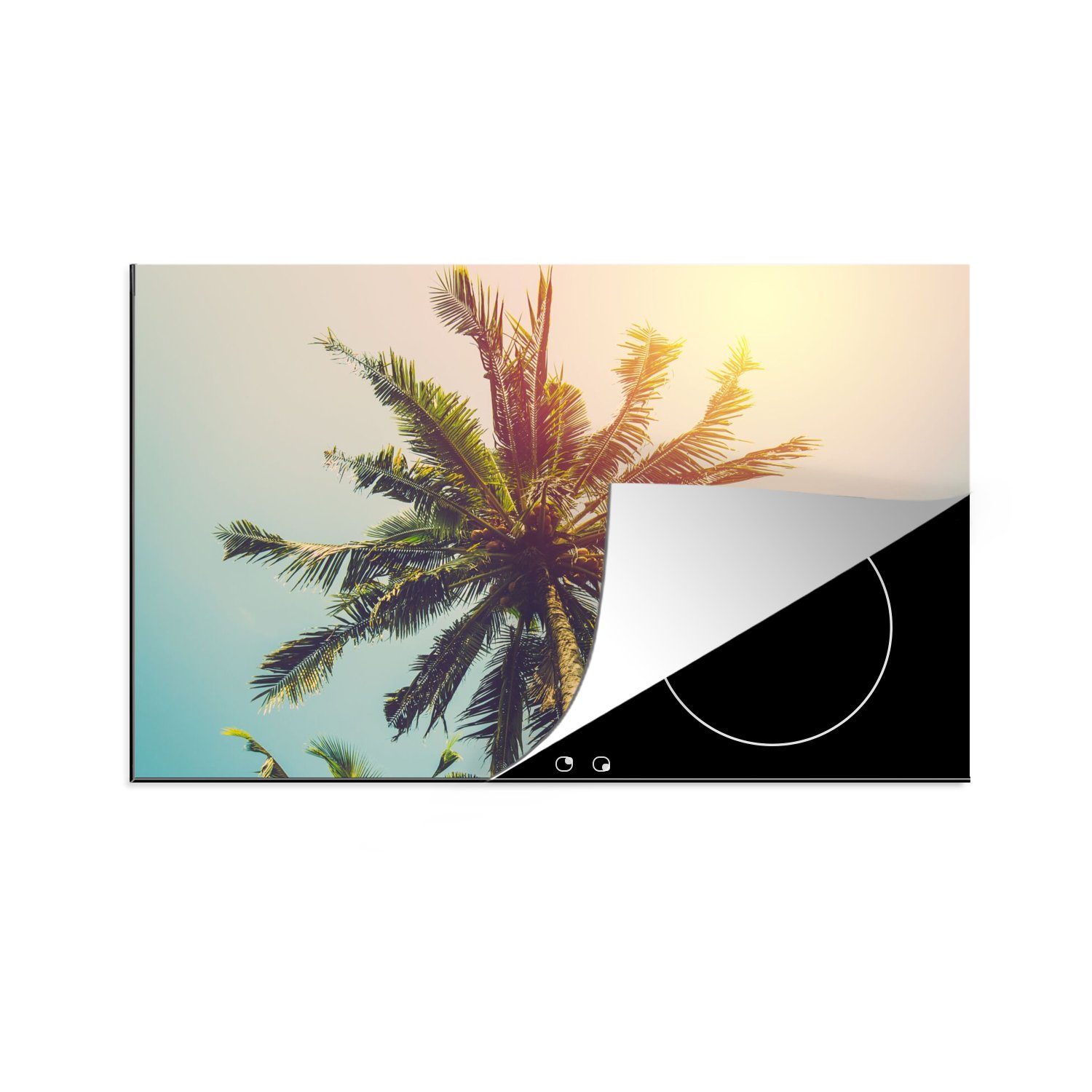 Palme für Ceranfeldabdeckung cm, 80x52 Sonne, MuchoWow Sommer - tlg), die - küche, - Induktionskochfeld Schutz Vinyl, Tropisch (1 Herdblende-/Abdeckplatte