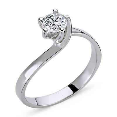 EinStein Diamant Verlobungsring 0,43 Carat Diamant Solitär Ring Verlobungsring 14 Karat Weißgold, Diamant