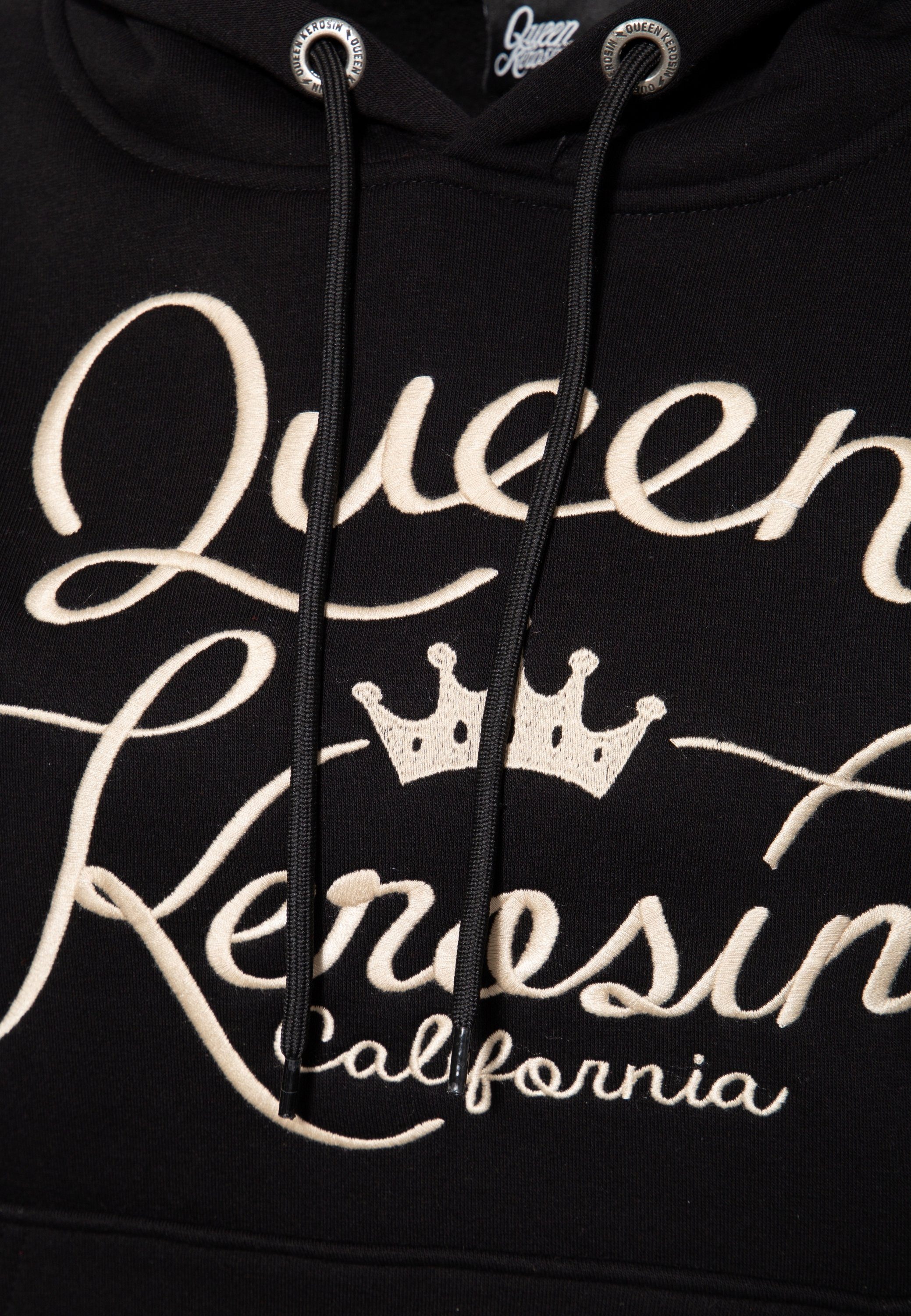 Q QueenKerosin Stickerei kontrastierende Kapuzenpullover California