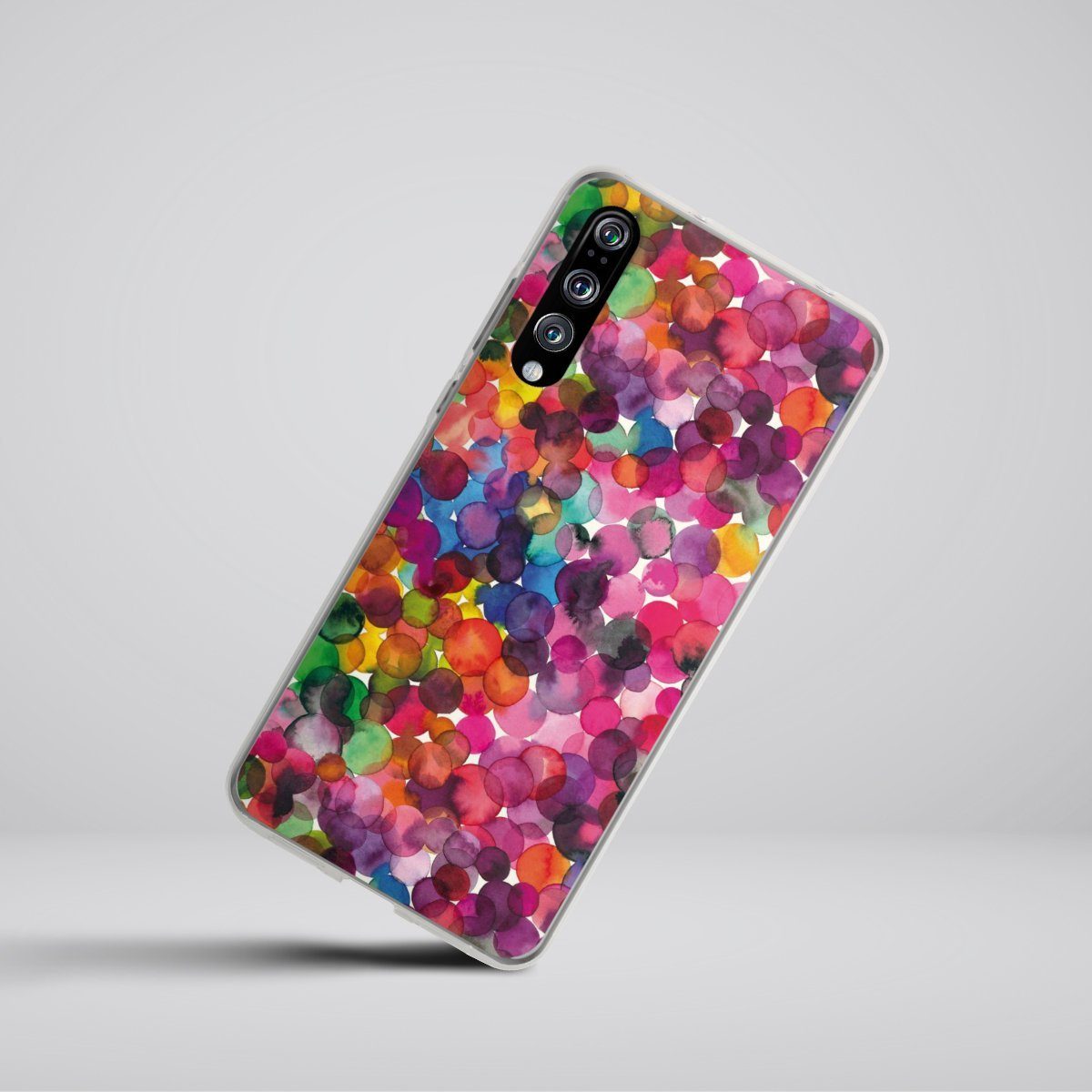 DeinDesign Handyhülle bunt Punkte Wasserfarbe Overlapped Watercolor Dots, Huawei P20 Pro Silikon Hülle Bumper Case Handy Schutzhülle