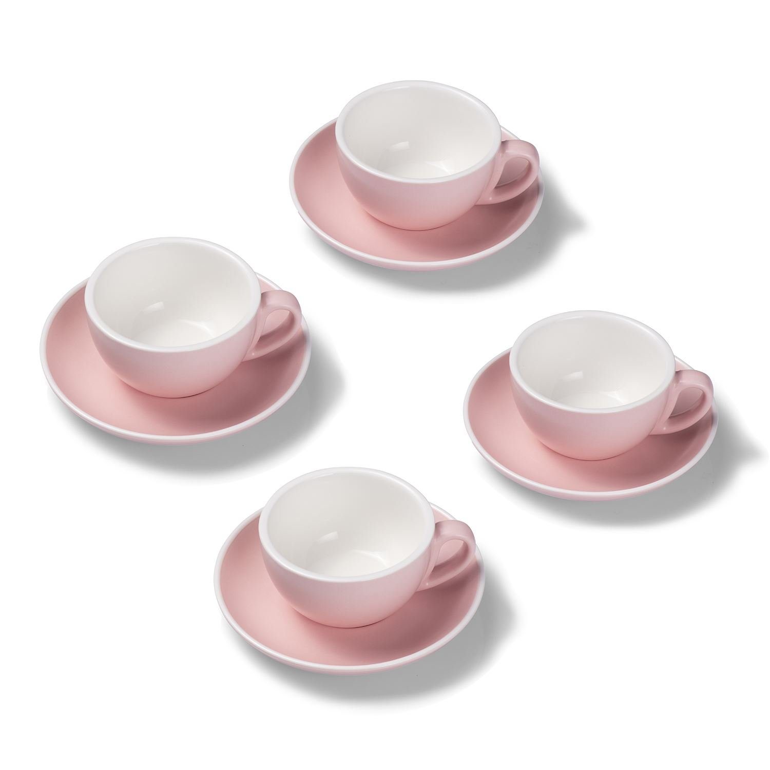 Terra Home Cappuccinotasse Terra Home 4er Cappuccinotassen-Set, Rosa matt, Porzellan