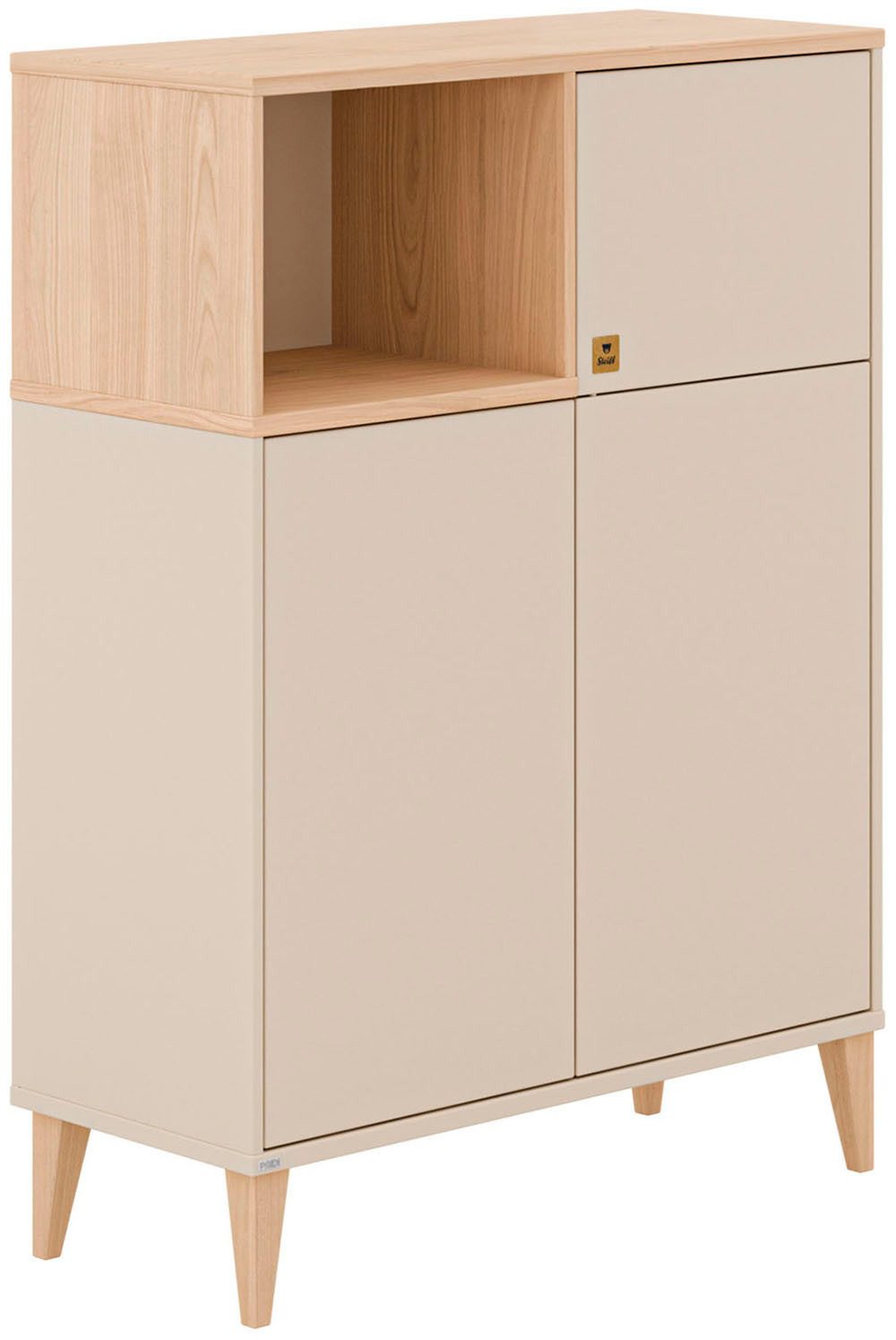 PAIDI Highboard MILA & BEN Steiff by PAIDI in Beige, 3 Türen mit Push-to-open, stabiles Regal mit Massivholz-Füßen, Standregal, geprüfte Qualität