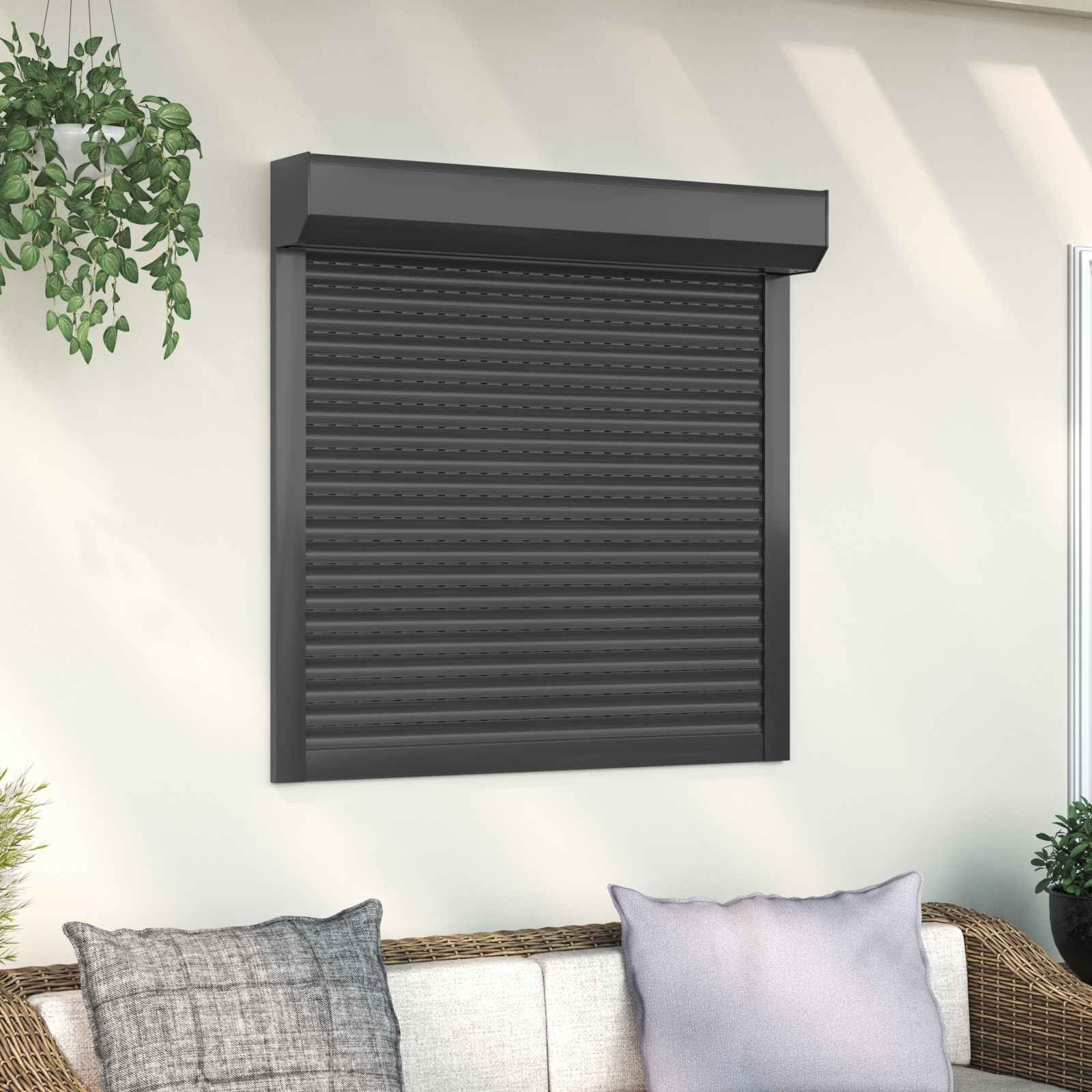 vidaXL Fensterladen Rollladen Anthrazit 100 x 100 cm Aluminium und Polyurethan, BxH: 14x100 cm, (1-St)