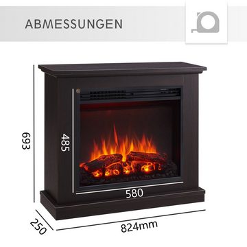 Balderia Elektrokamin Phanos, Standkamin mit Heizung 2000W, Heizung, LED-Beleuchtung, 3D-Flammeneffekt & Fernbedienung