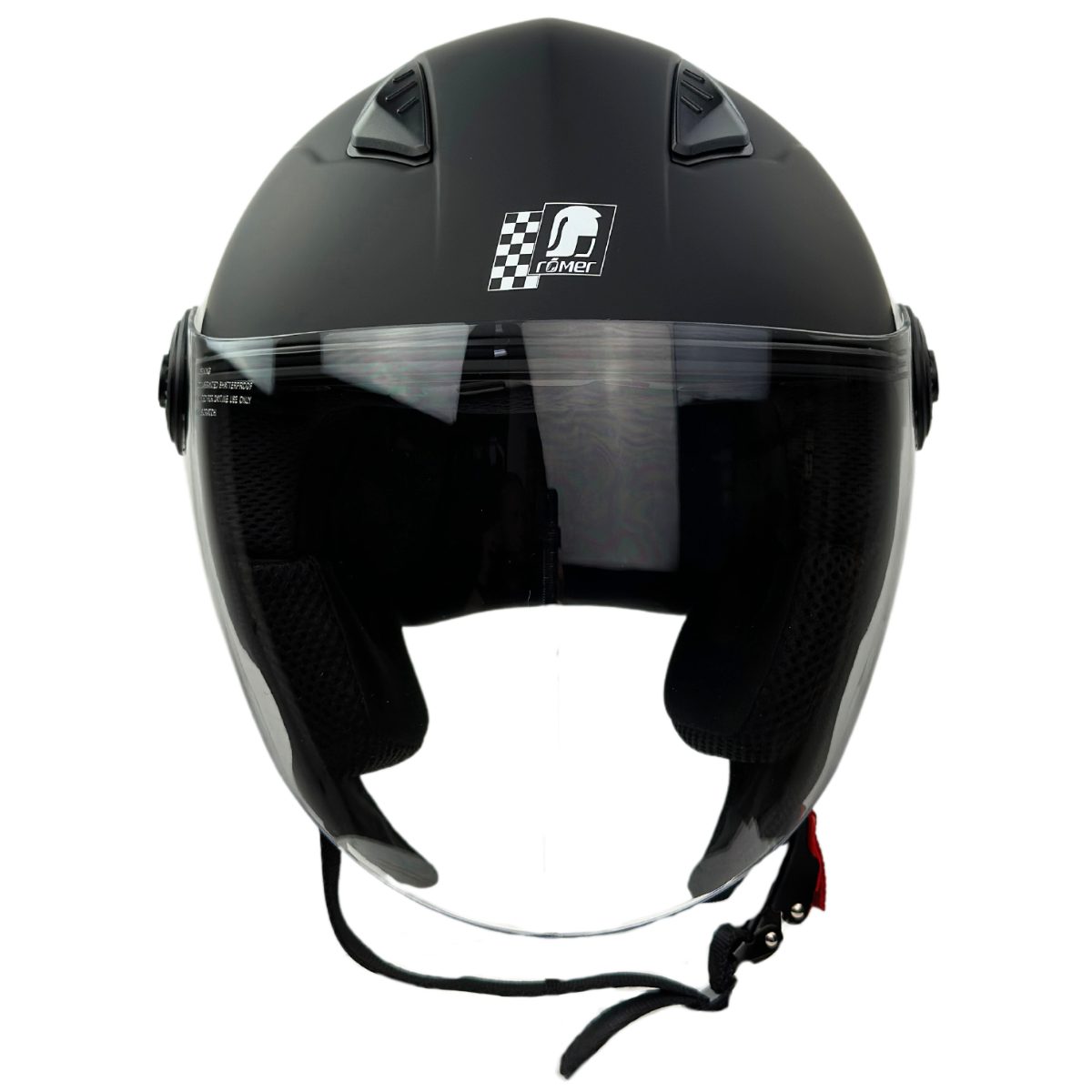 RÖMER HELME Motorradhelm RR10801 - Jethelm - mattschwarz - mit Kopfbelüftung & Schnellverschluß