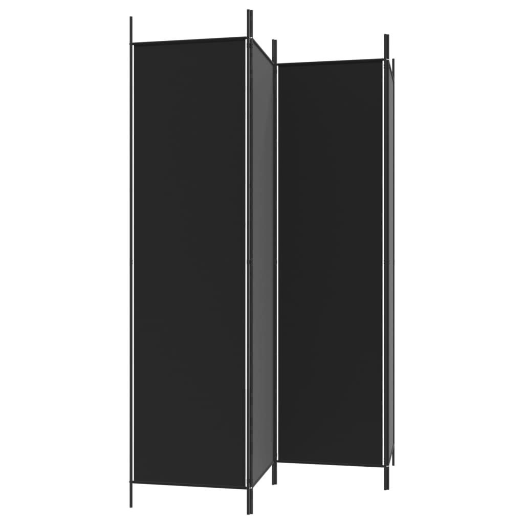 furnicato Raumteiler Paravent 200 x 200 cm Schwarz, 1-tlg., Zusammenklappbarer Sichtschutz als Raumtrenner für dein Wohnzimmer – Bild 5 von 5