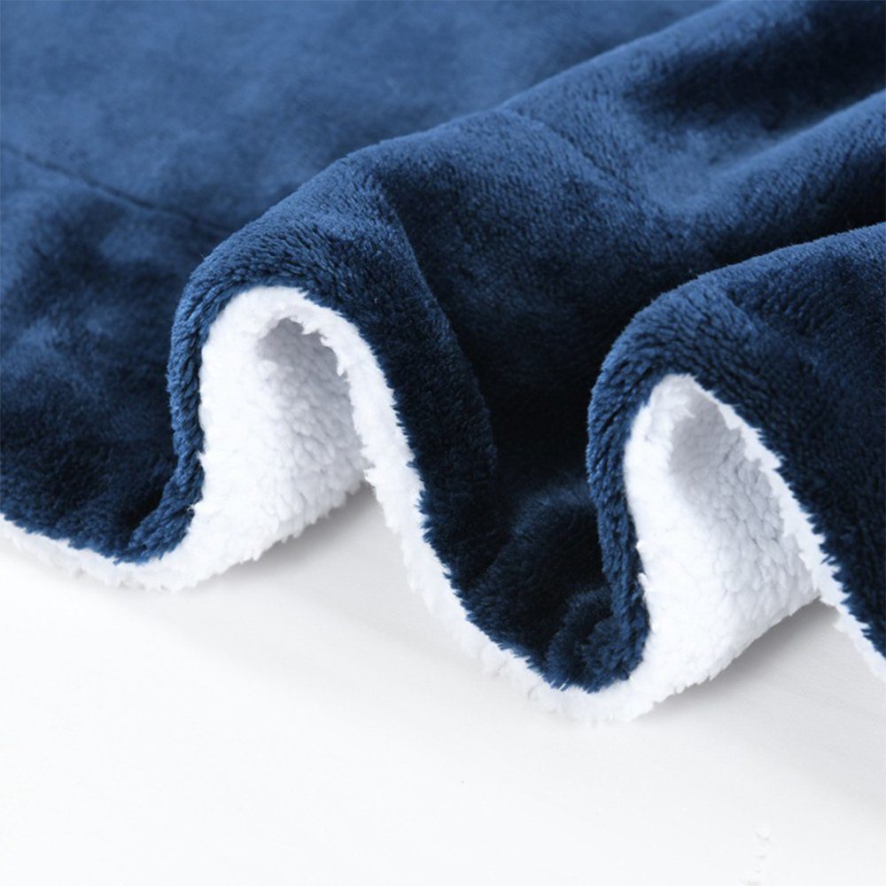 Kniedecke zggzerg navy Sherpa superweiche Decke, Flanelldecke, doppelseitige