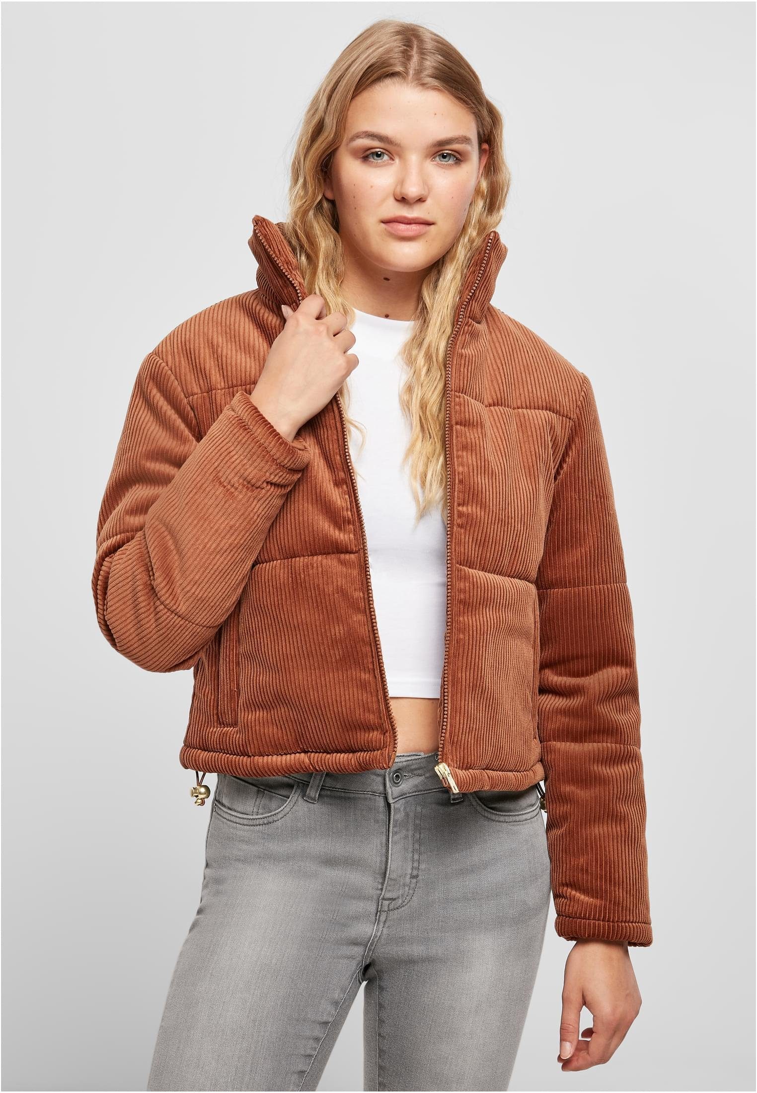 URBAN CLASSICS Winterjacke Damen Ladies toffee (1-St) Jacket Corduroy Puffer