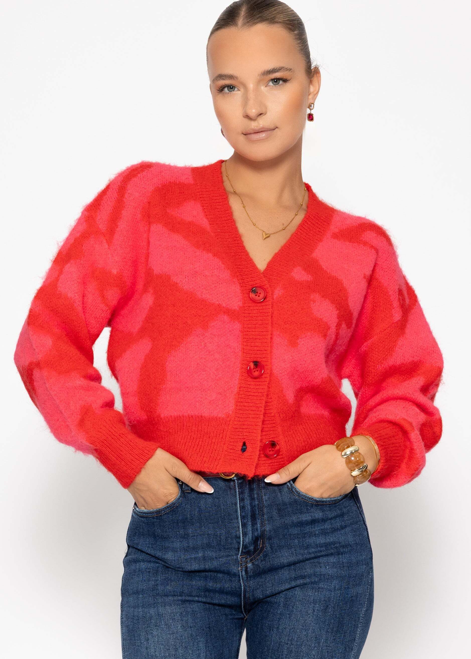 SASSYCLASSY Cardigan Cardigan mit Animal-Print für Damen Flauschiger Cardig günstig online kaufen