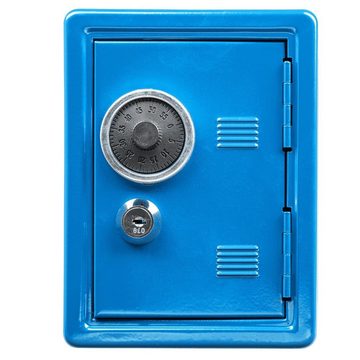 Idena Spardose Spartresor mit Zahlenschloss & Schlüsselschloss, Blau aus Metall Spardose