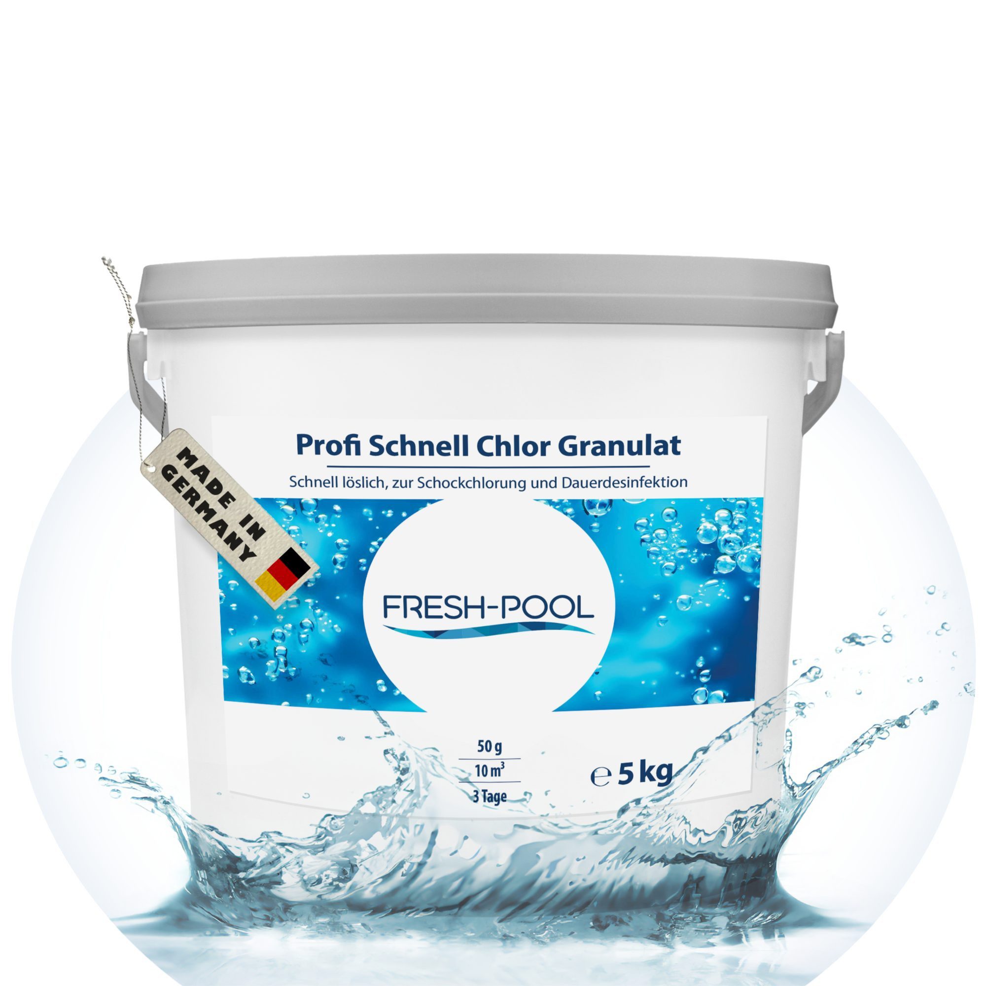 Fresh-Pool Poolpflege Profi Schnell Chlor Granulat 5 kg incl. Dosierbech