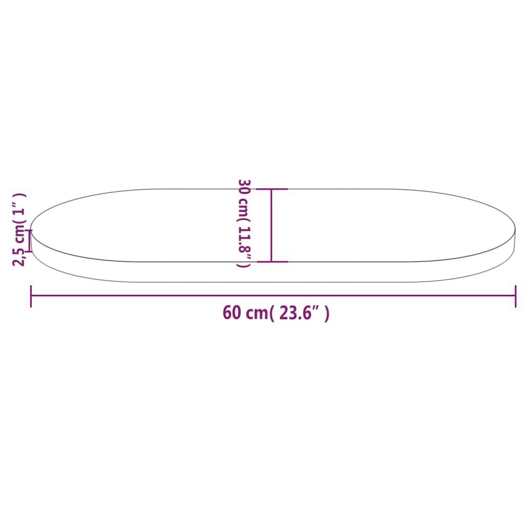 Weiß cm 60x30x2,5 Oval Massivholz Tischplatte Kiefer furnicato (1 St)