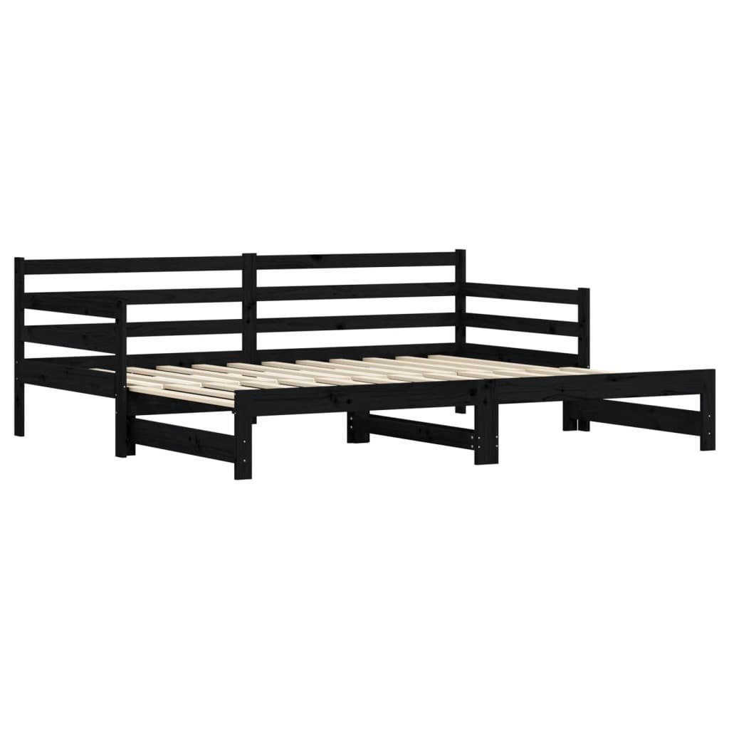 vidaXL Bett Tagesbett Ausziehbar Schwarz 90x200 günstig online kaufen