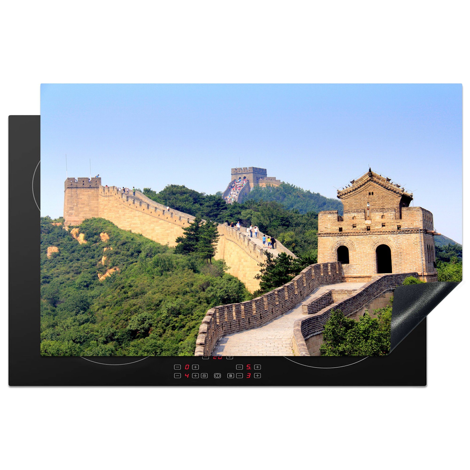 MuchoWow Herdblende-/Abdeckplatte Blick auf die Chinesische Mauer in Peking, Vinyl, (1 tlg), 81x52 cm, Induktionskochfeld Schutz für die küche, Ceranfeldabdeckung