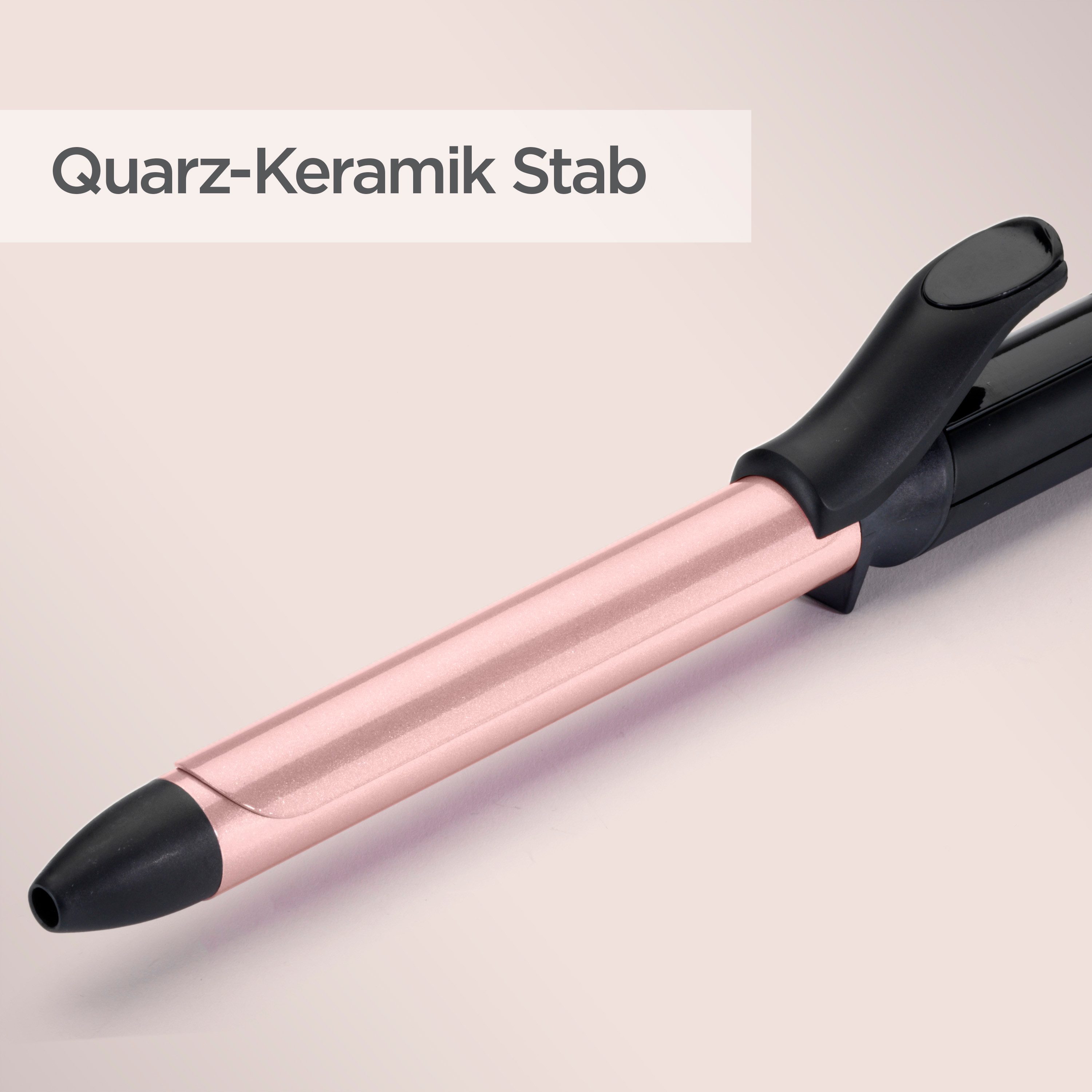 BaByliss Lockenstab BaByliss 19 mm Lockenstab für definierte Locken, mit Klammer, C450E, Quarz-Keramik-Beschichtung, 6 Temperaturstufen bis 210 °C