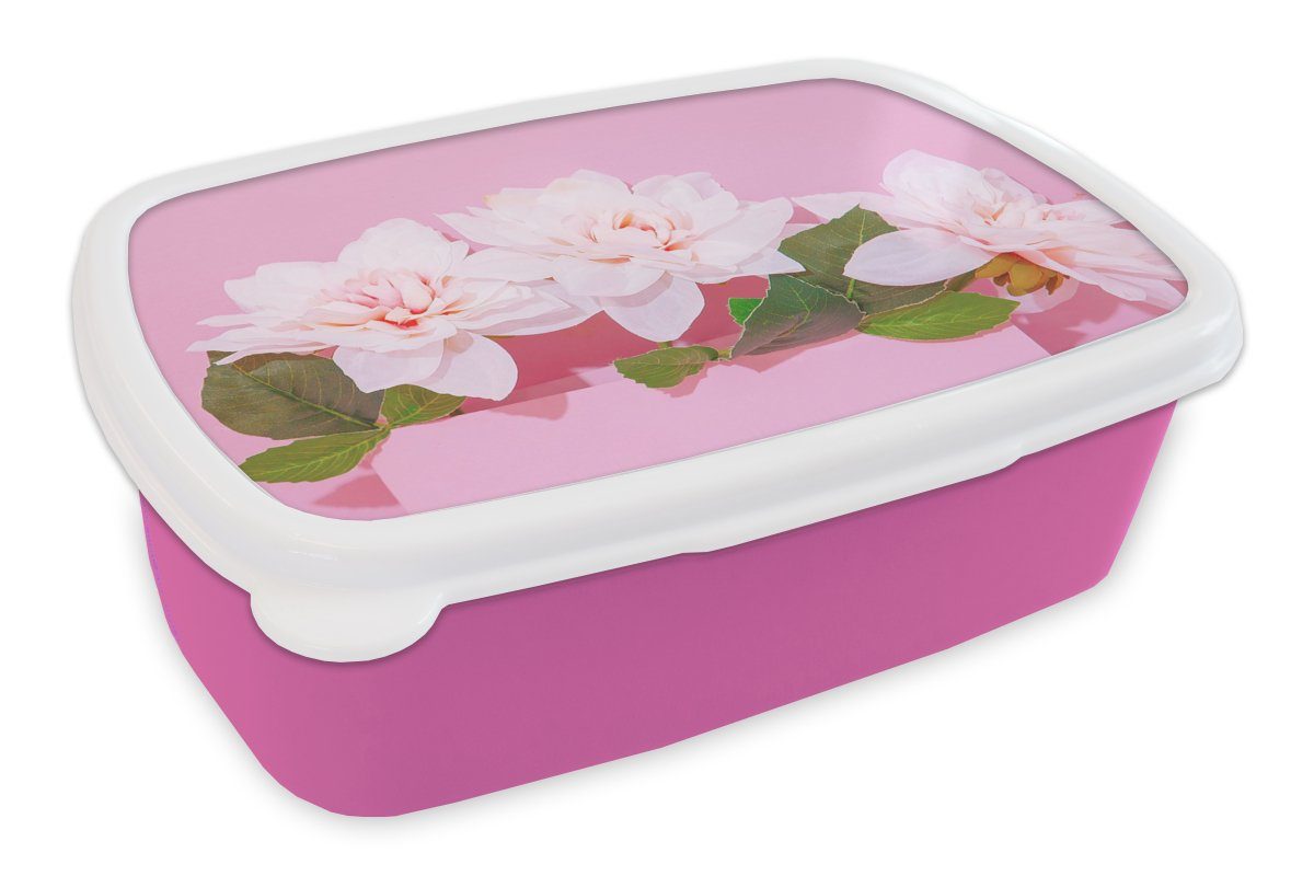 - Rosa, Snackbox, Sommer Erwachsene, Kunststoff (2-tlg), Mädchen, Kinder, Blüte - Brotdose Lunchbox für MuchoWow Brotbox Kunststoff,