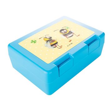 Mr. & Mrs. Panda Butterdose Hummeln Kleeblatt - Gelb Pastell - Geschenk, Lunch box, Brotzeitbox, Premium Kunststoff, (1-tlg), Luftlöcher