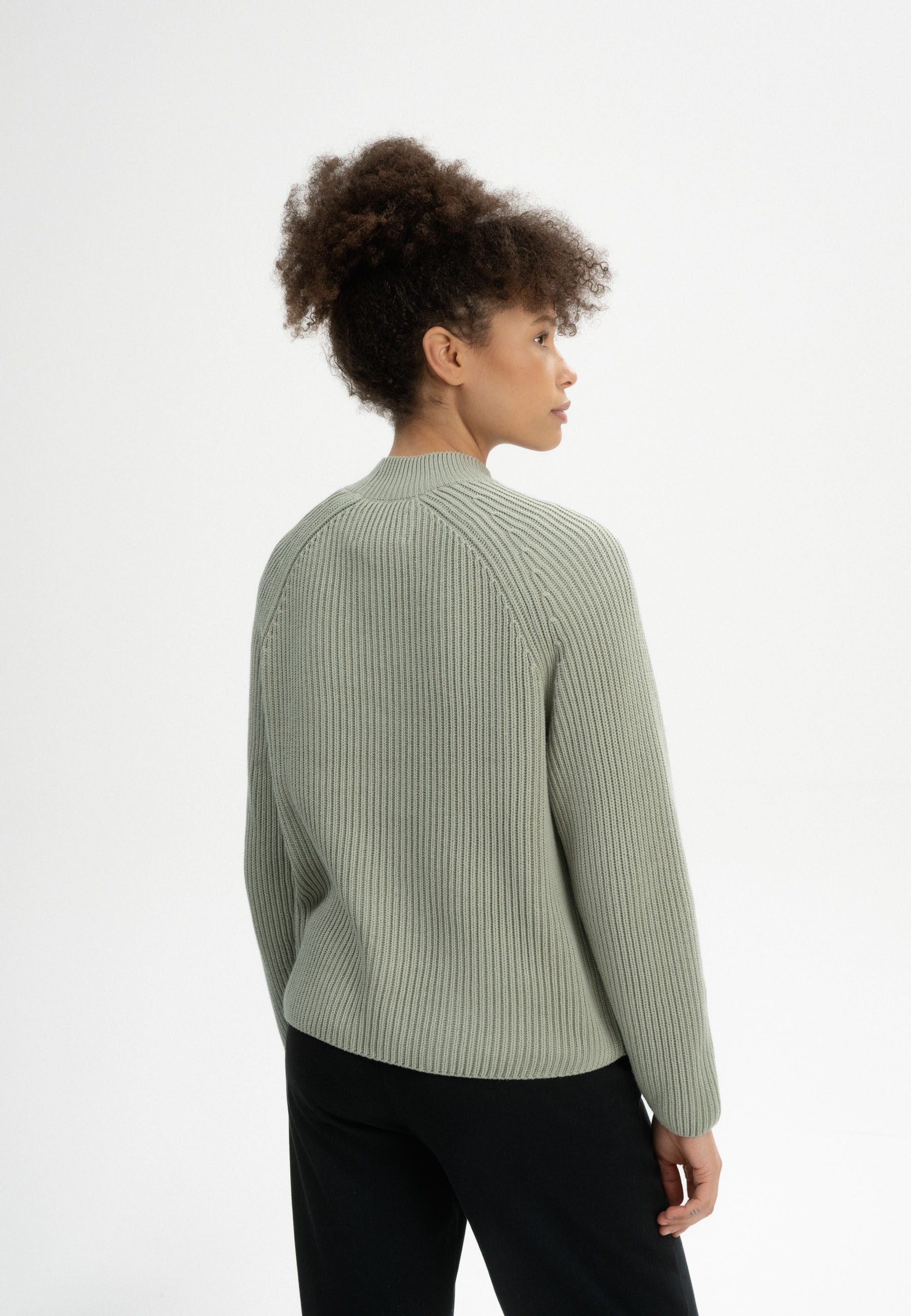 MELA Strickpullover Rippstrick Stehkragenpullover Style ANALAH Raglanärmel
