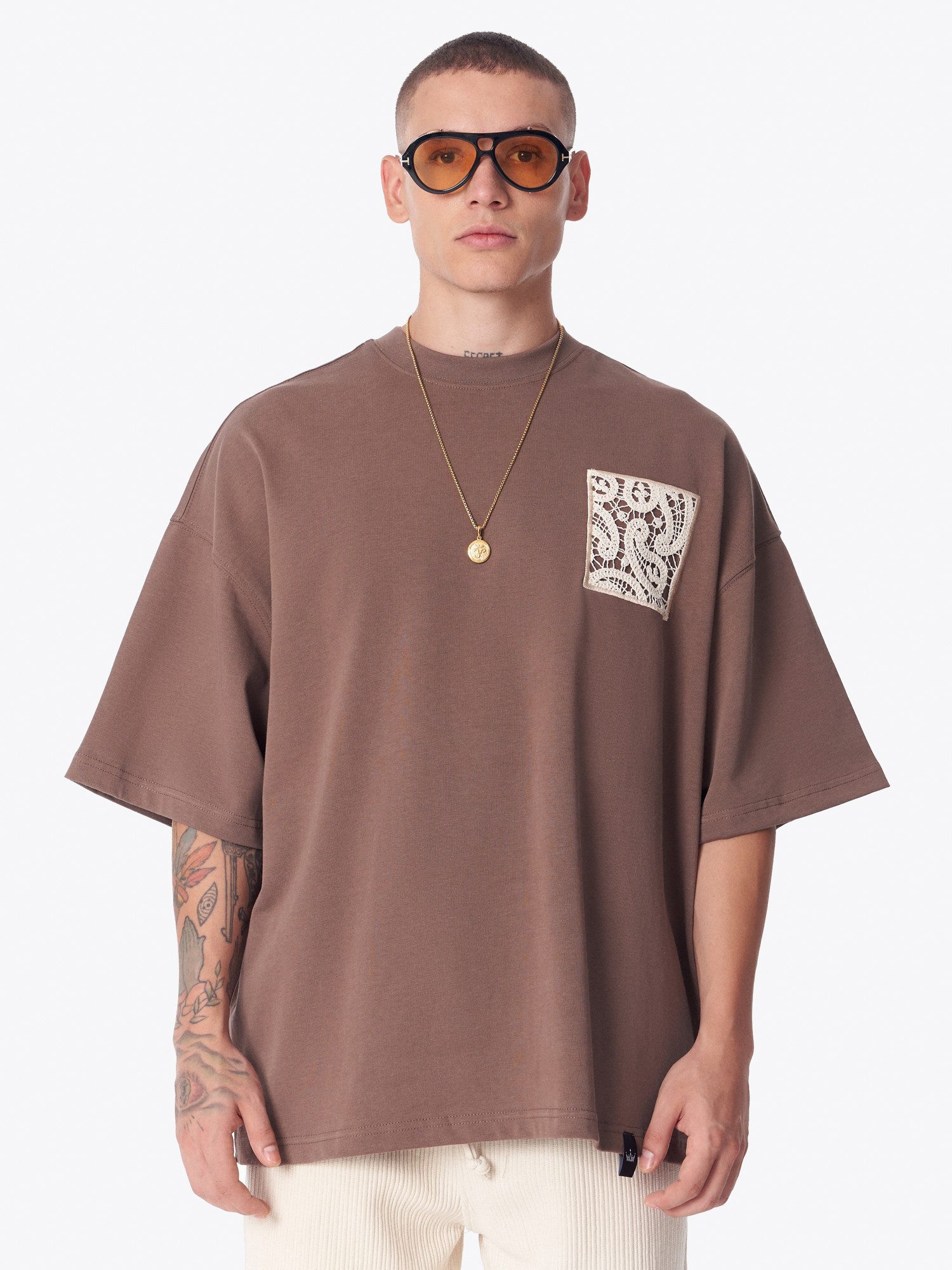Martin Valen T-Shirt Spitzenapplikation 3D Stickerei T-Shirt