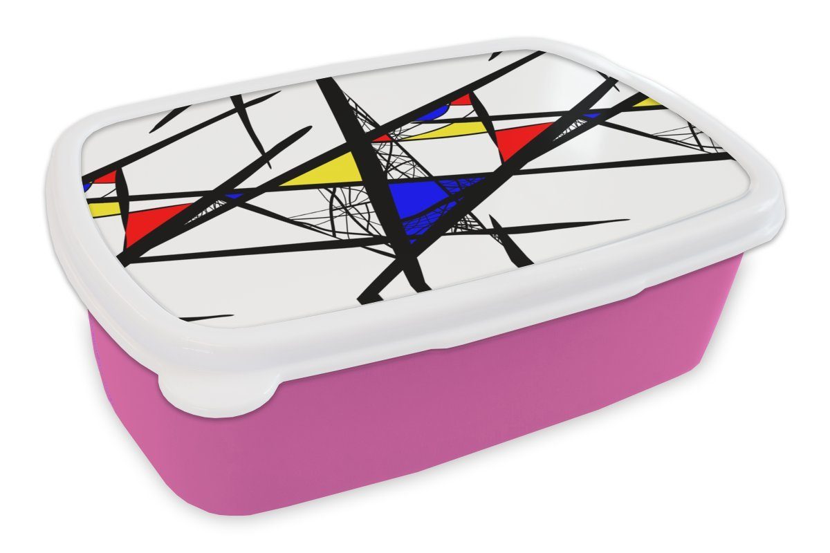 MuchoWow Lunchbox Muster - Abstrakt - Kunst, Kunststoff, (2-tlg), Brotbox für Erwachsene, Brotdose Kinder, Snackbox, Mädchen, Kunststoff rosa | Lunchboxen