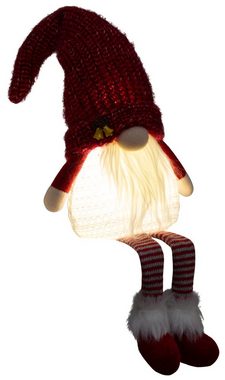 Christmas Paradise Weihnachtsfigur sitzender Wichtel 30cm (70cm) mit Beleuchtung (Dekofiguren, 2 St., im Set), Gnom Kantenhocker mit LED, 2 Designs, Weihnachtsdeko Rot-Grau
