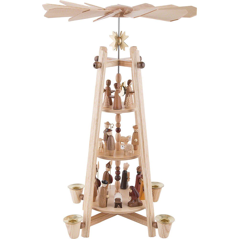 Dregeno Erzgebirge Weihnachtspyramide 3-stöckige Pyramide Christi Geburt (44cm) von Dregeno Seiffen