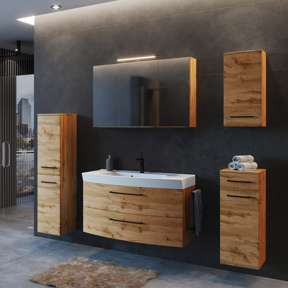 Lomadox Badmöbel-Set MORISSON-03, (Spar-Set, 5-St), Wotan Eiche Nb. mit 100 günstig online kaufen