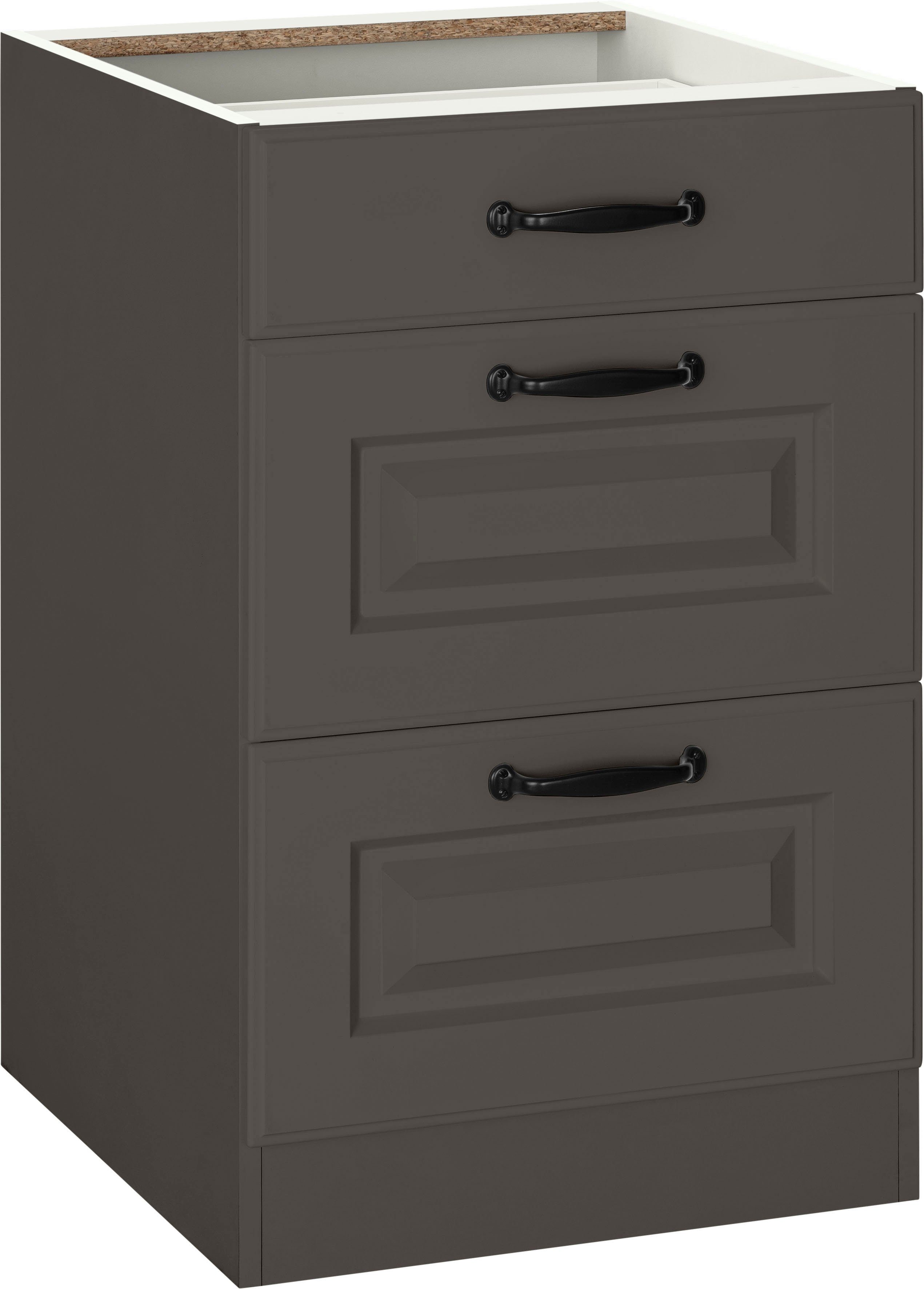 wiho Küchen Auszugsunterschrank Erla 50 cm breit mit Kassettenfront, 2 großen Auszügen, ohne Arbeitsplatte
