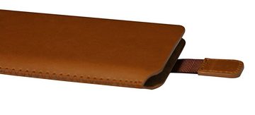 SLABO Handyhülle universelle Schutzhülle für Smartphone (max. 155 x 72 x 10 mm) universal Schutztasche Handyhülle Case mit Magnetverschluss aus Kunstleder - BRAUN, BROWN