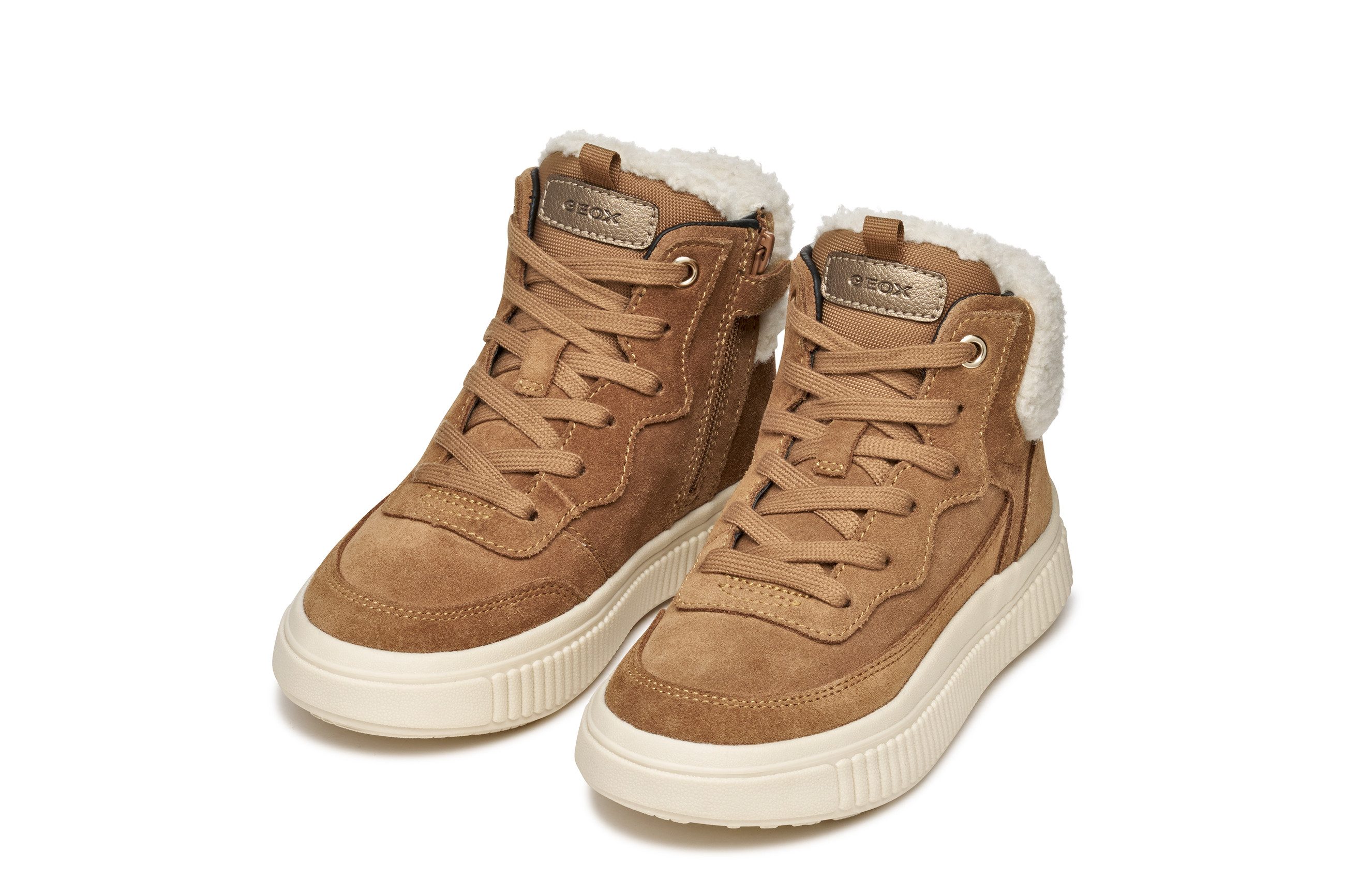 Geox J LAQUINNY GIRL WPF Winterboots Schnürboots mit Teddy-Fellimitatbesatz und Warmfutter