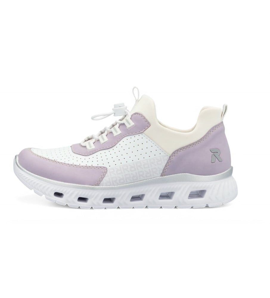 (Kunstleder) M6067-30 weiss/lila Damen Sneaker