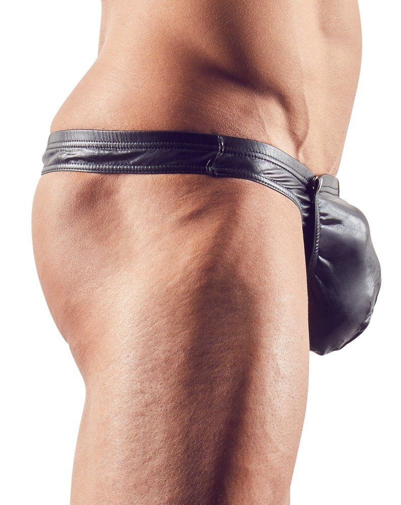 Svenjoyment Stringtanga Wetlook Männer Tanga zum öffnen mit Druckknöpfen (1-St) aufknöpfbarer Beutel