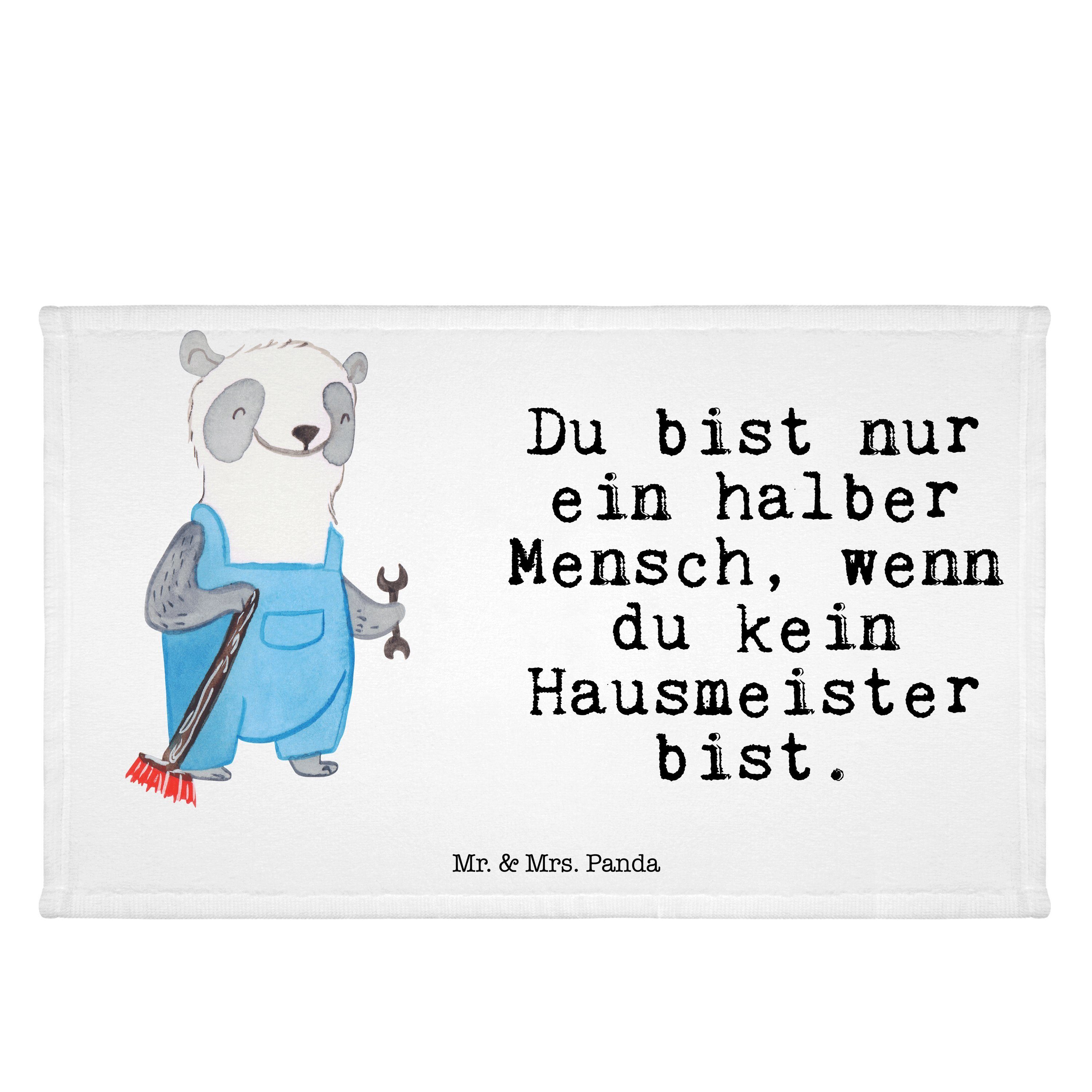 Mr. & Mrs. Panda Handtuch Hausmeister mit Herz - Weiß - Geschenk, Danke, Concierge, Kinder Hand, (1-St)