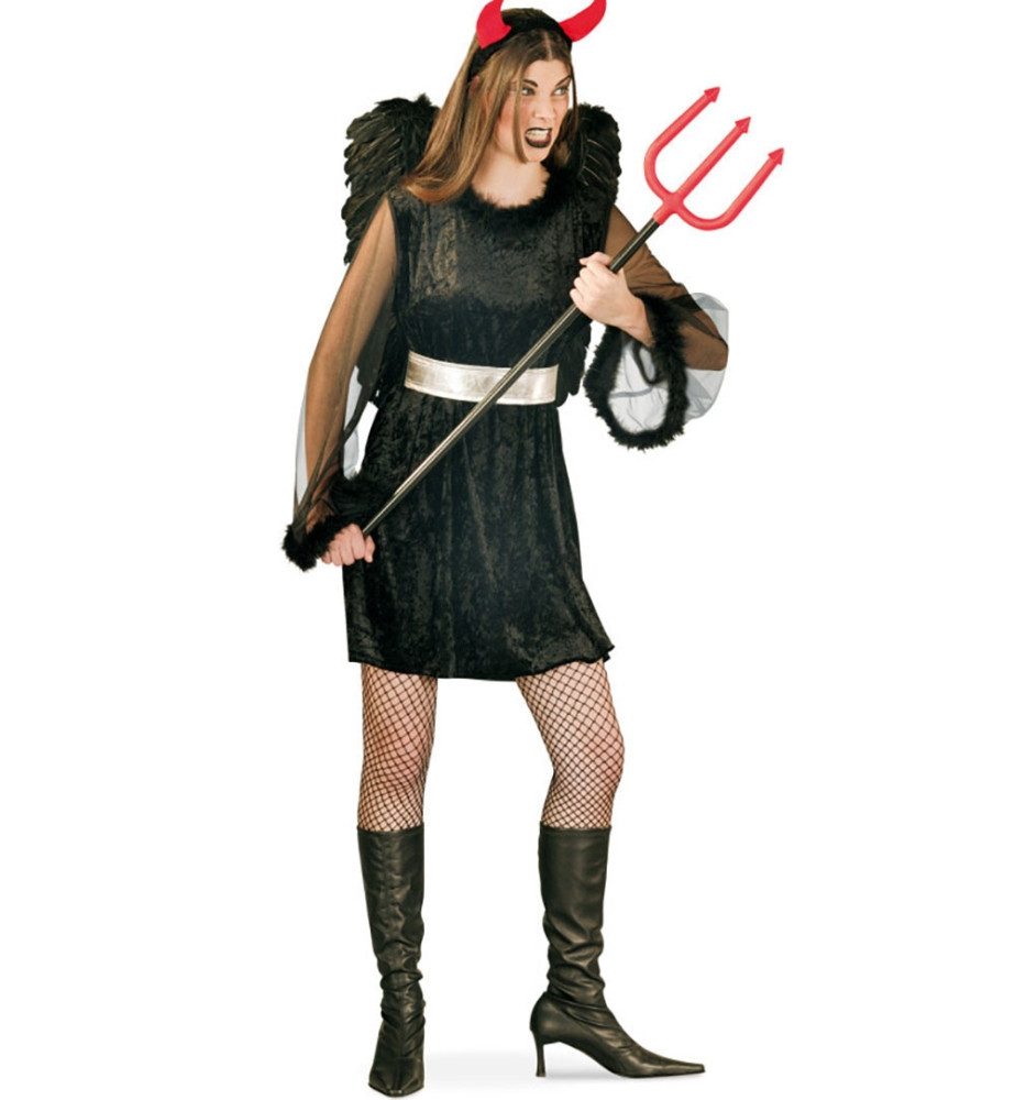 Fries Teufel-Kostüm Damen Fallen Angel Teufel Teufelin Kleid mit Gürtel Halloween Karneval, Kleid mit Gürtel