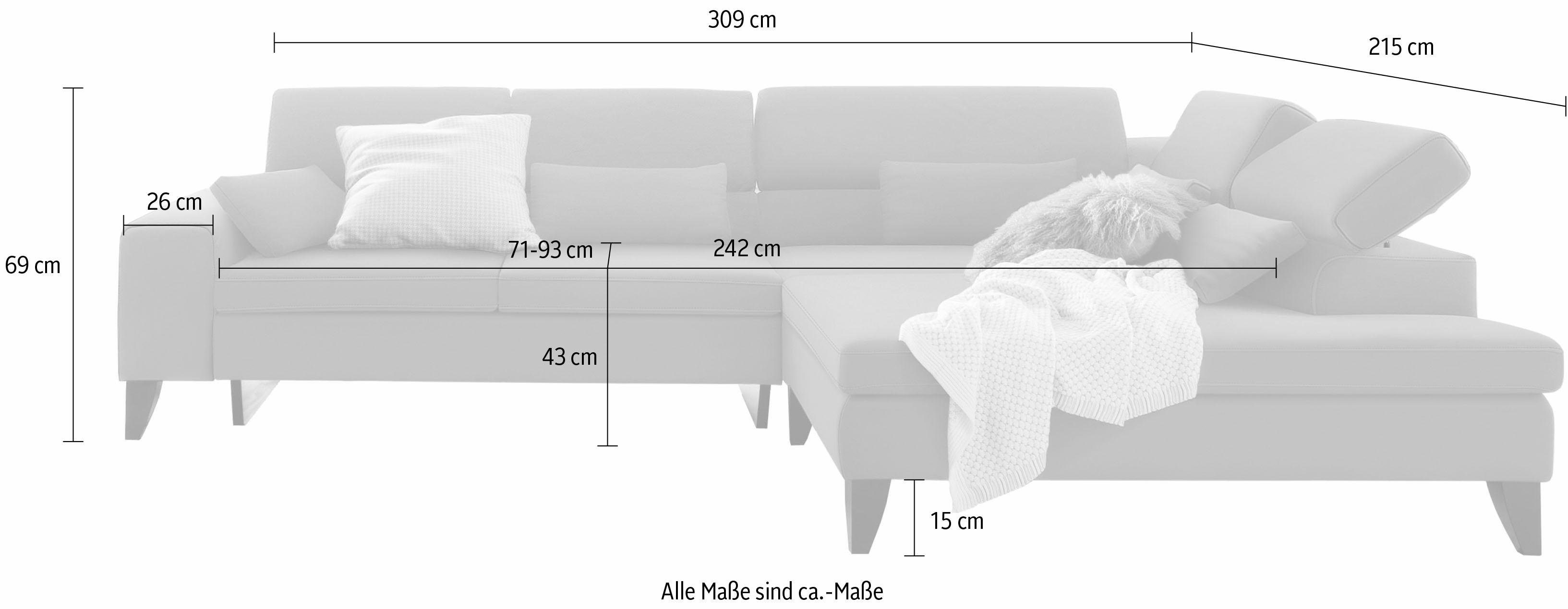 Ecksofa Holzfuß, Felicia, branded mit oder Musterring Sitzvorzug by mit manuellem wahlweise GALLERY M motorischem