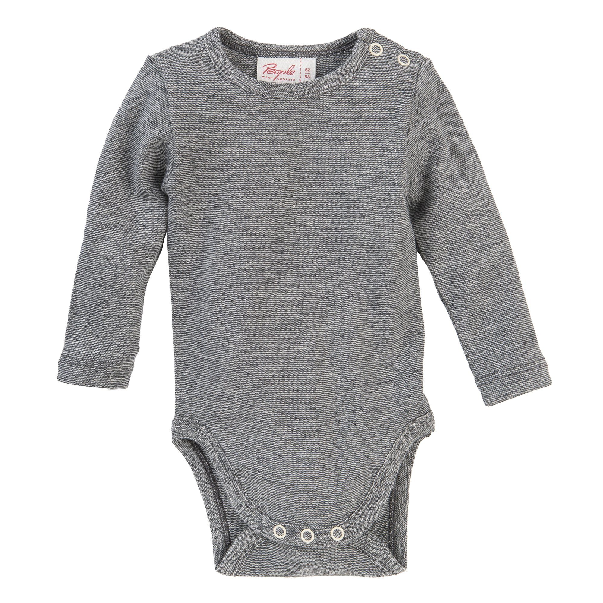 & Wolle Langarm People Baumwolle Wear Grau Meliert Body, Organic Bio Bio Baby Body