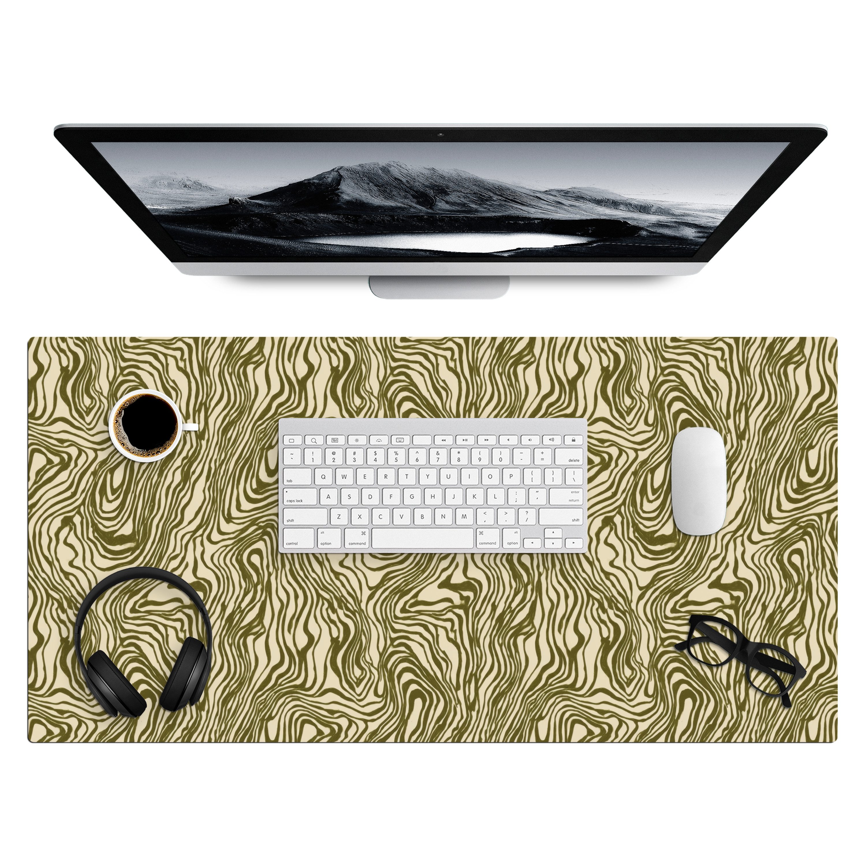 MuchoWow Gaming Mauspad Abstrakt - Marmor - Grün (1-St), Gaming Mauspad XXL, Schreibtischunterlage, Desk Mat Groß, 80x40 cm