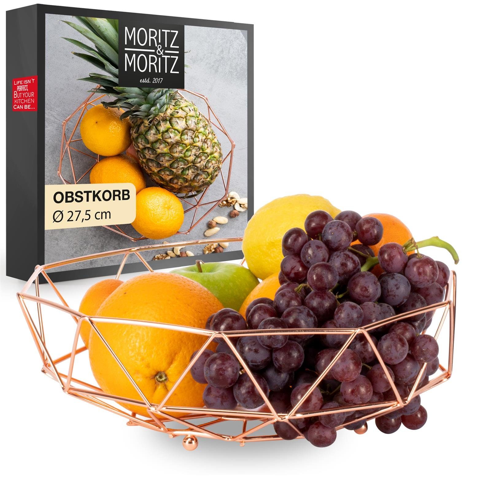 Moritz & Moritz Obstschale Moritz & Moritz Obstkorb Rund Dreiceke rose, Metall, (27,5cm, 2-tlg), Korb für Geschenke, Früchte, Gemüse und Brot