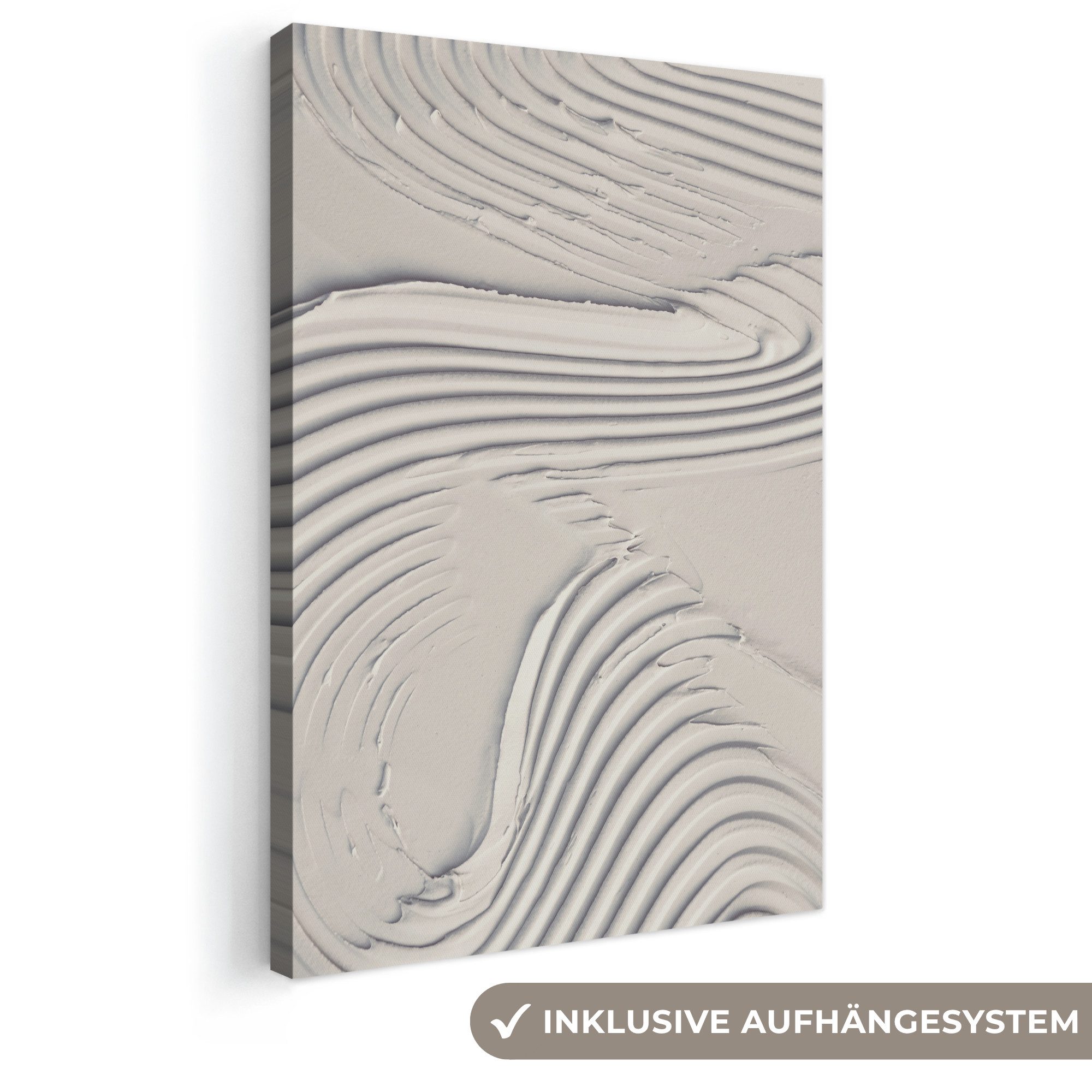OneMillionCanvasses® Leinwandbild Abstrakt - Kunst - Linien - Weiß, Fotodruck (1 St), Leinwand Canvas Wandbild, Wanddekoration 20x30 cm